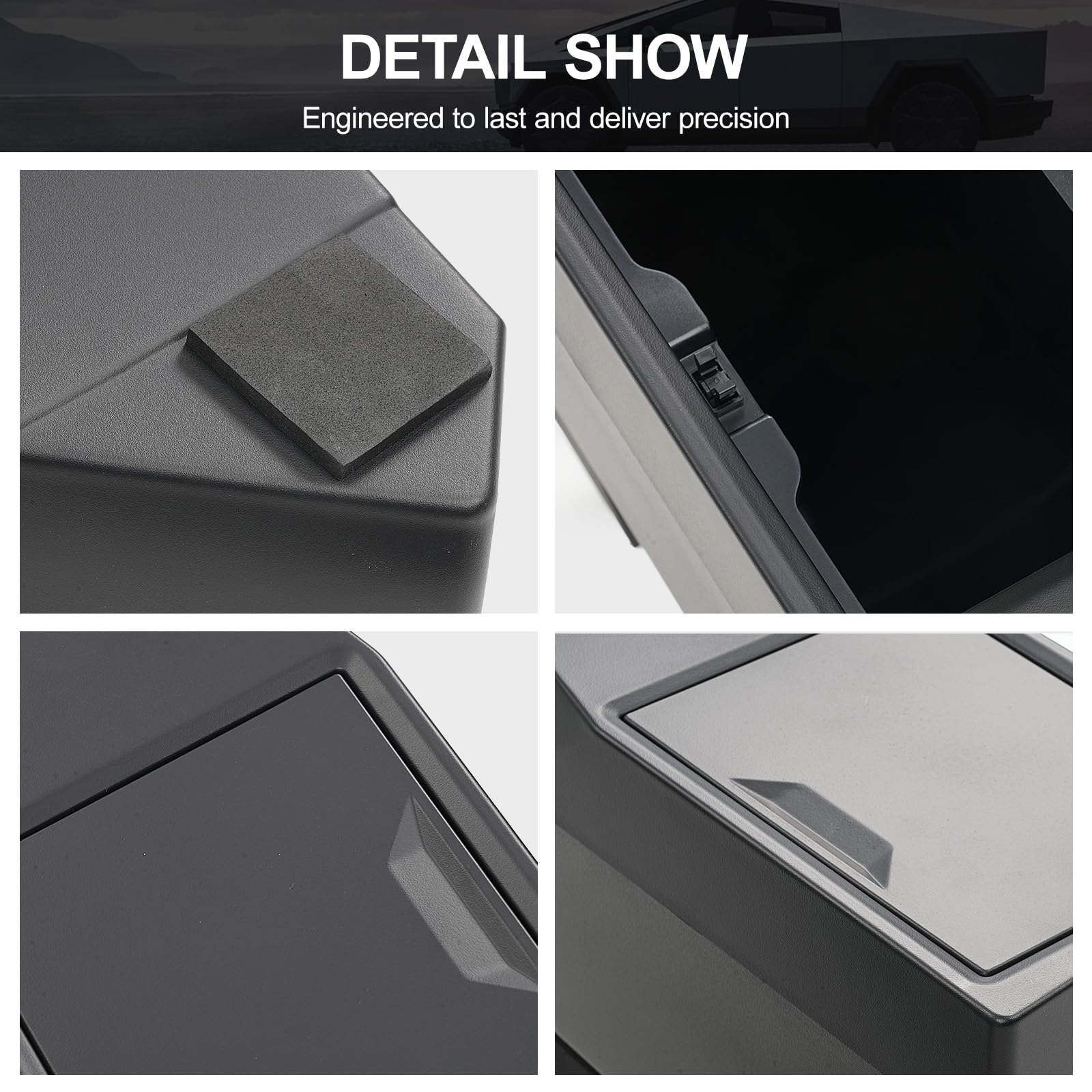 ELECFRESH Door Side Storage Box for Cybertruck, Trash Tray with Push-on Lid for Driver and Passenger Doors, Perfect Organizing f