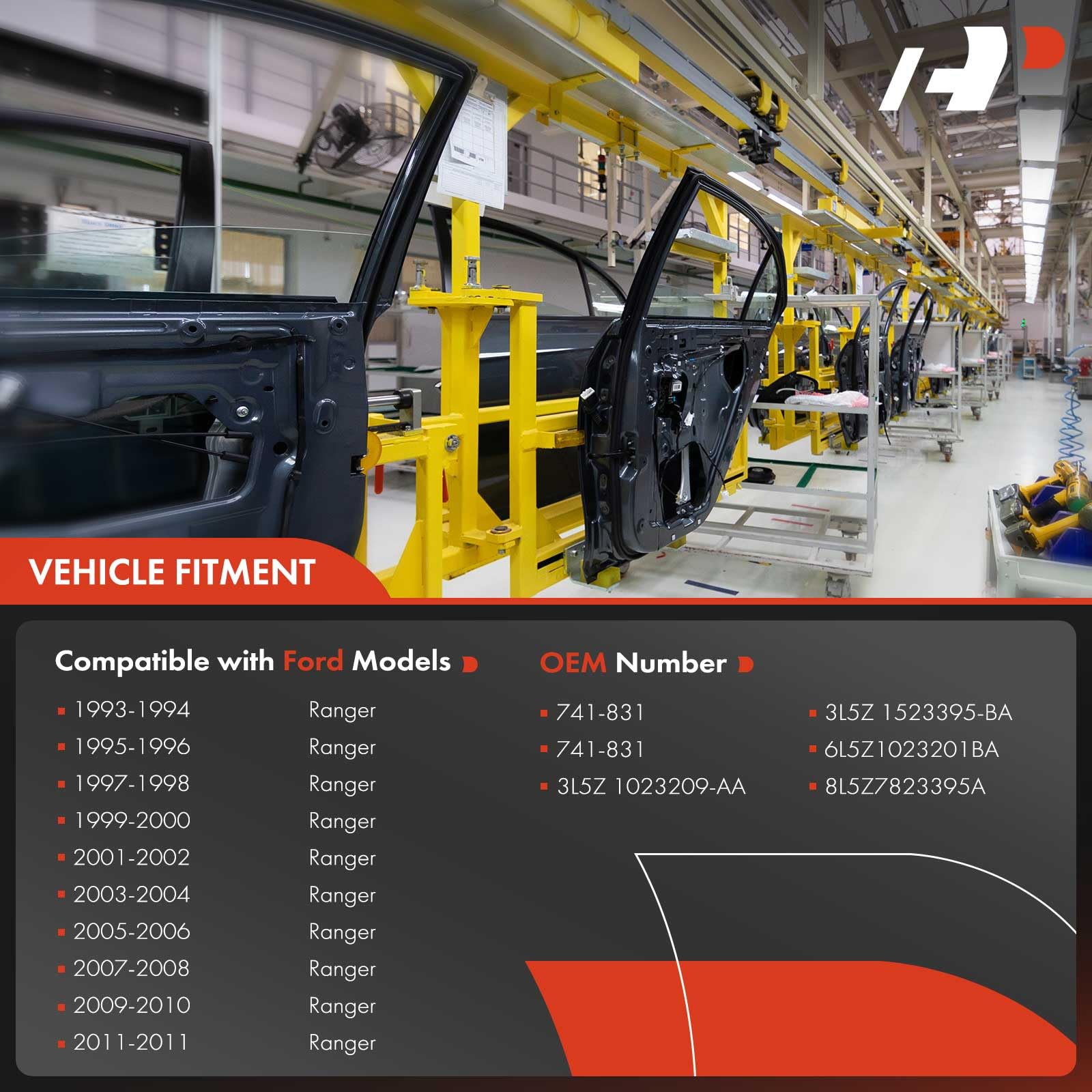 A-Premium Power Window Regulator With Motor Compatible With Ford Ranger 1993-2011 Front Driver Side