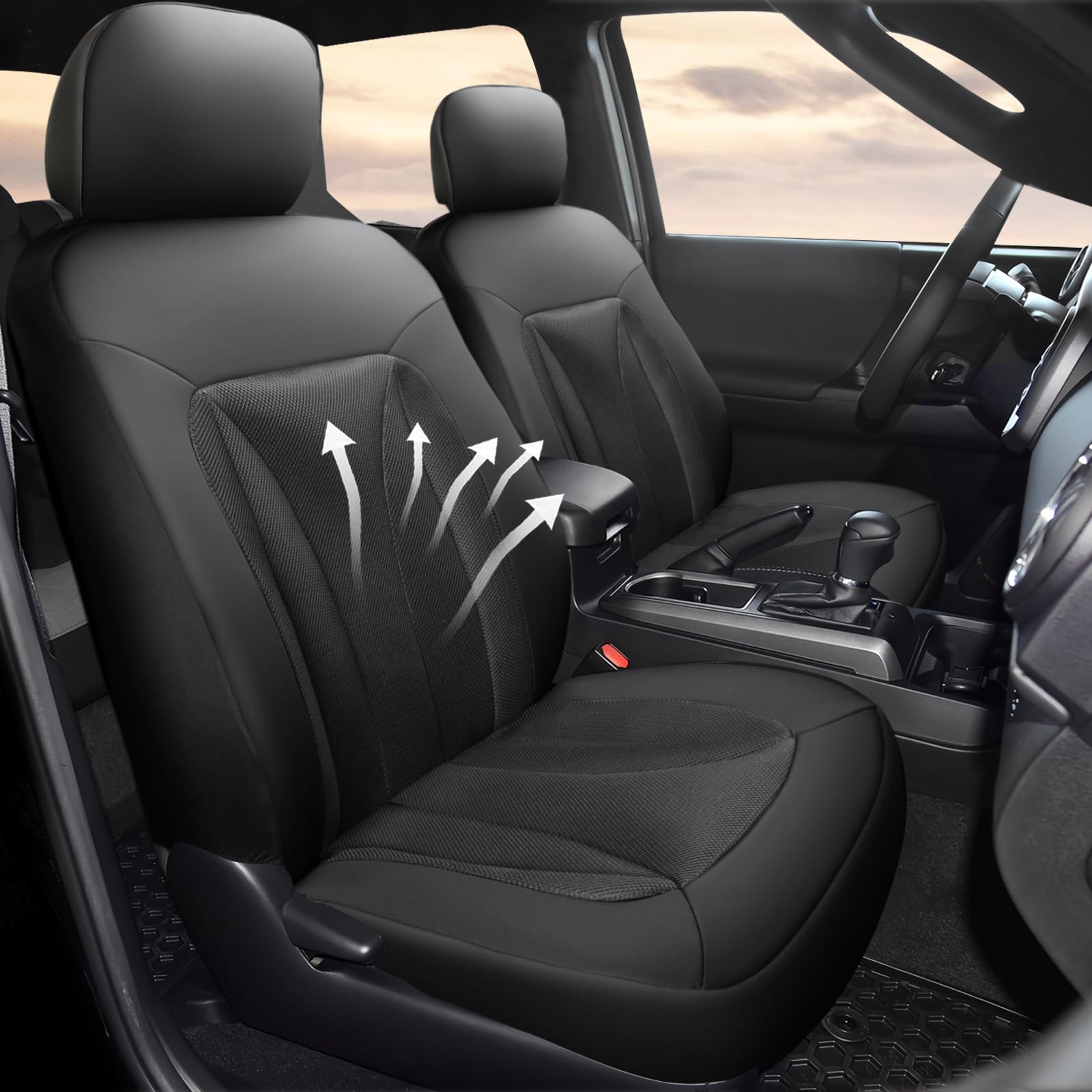 Giant Panda 2 Pack Front Mesh Seat Covers Custom Fit Toyota Tacoma 2016 2017 2018 2019 2020 2021 2022 2023 2024 2025 Double & Cr