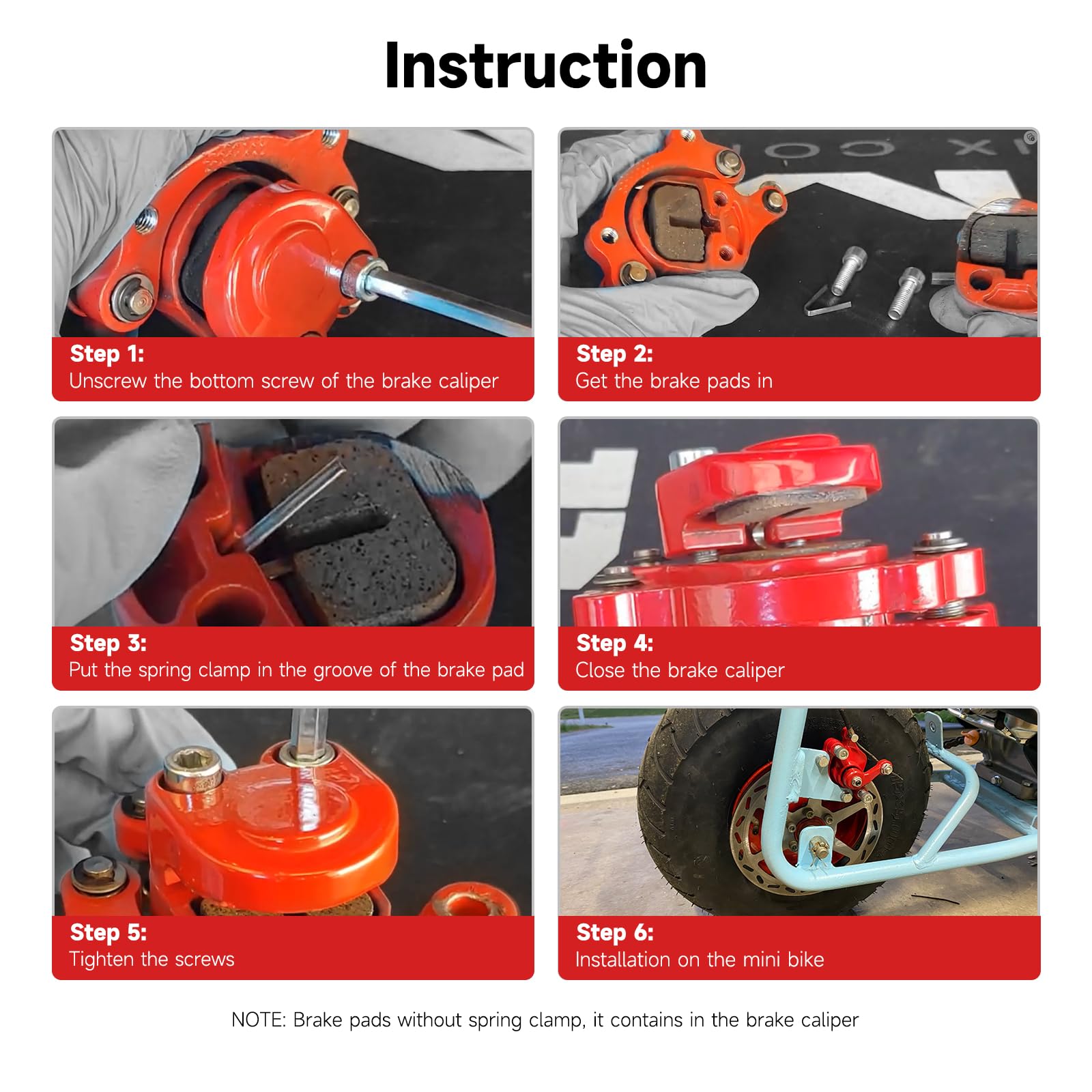 Fvrito Rear Brake Pads For Mini Bike 97Cc 79Cc 2.8Hp Coleman Ct100U Cc100X Motovox Mbx10 Baja Db30 Monster Moto Mmb80 Syx Moto 50Cc 2-Stroke 47Cc 49Cc Pocket Kids Pit Dirt Bike Mini Atv Quad Parts