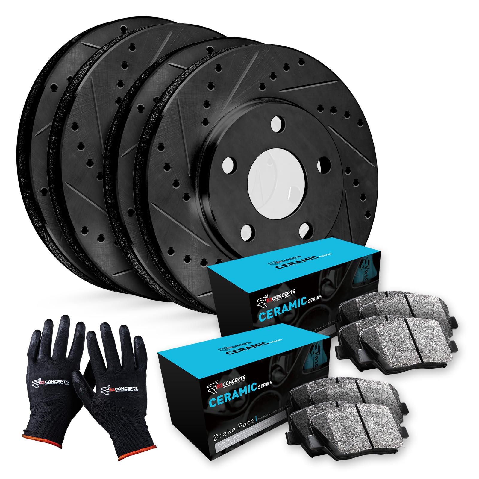 R1 Concepts Complete Kit Black Drill/Slot Brake Rotors & Ceramic Brake Pads Cbc.42089.02
