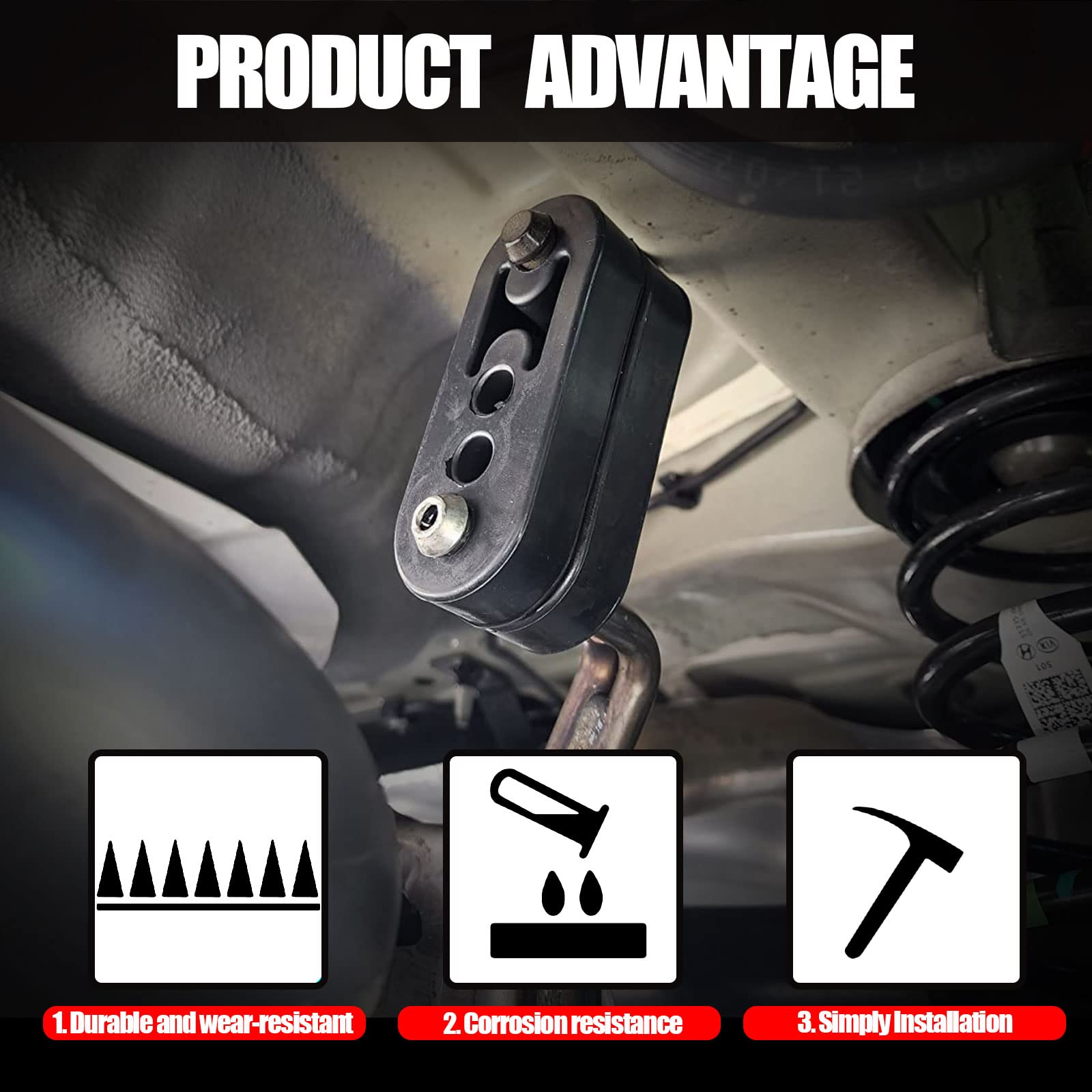 2Pcs Exhaust Hanger Rubber 4 Holes Adjustable Insulator Bushing Rubber Insulator High Density & Anti-Corrosion Rubber Universal