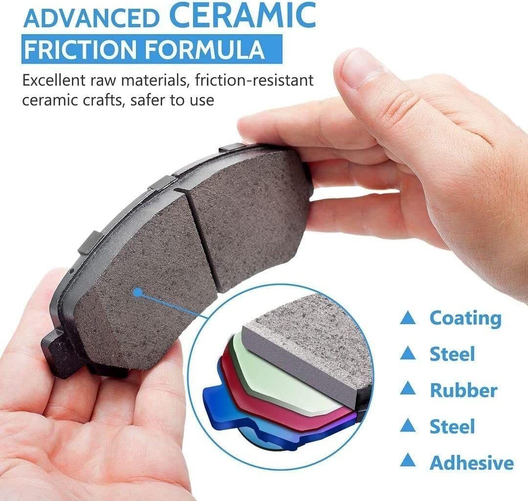 EXPPOWER Ceramic Brake Pad Front Rear Disc Set fit for Volvo XC90 2003-2014