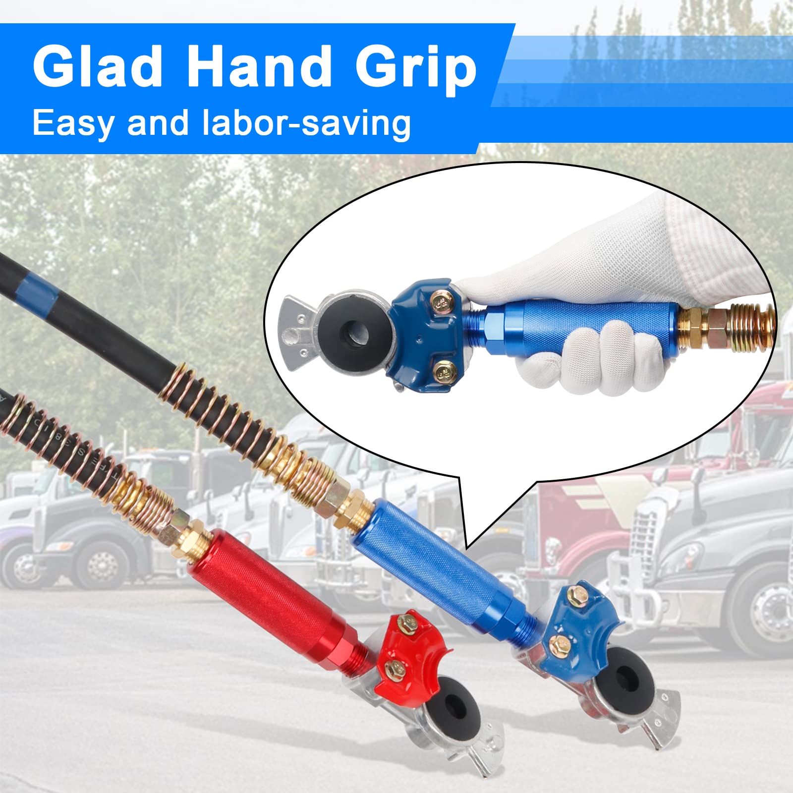 Dazakoot Glad Hand Handles for Semi Truck, Air Glad Hand Grip for Semi Trucks and Trailers, Extension Handle Set for Easier Coup