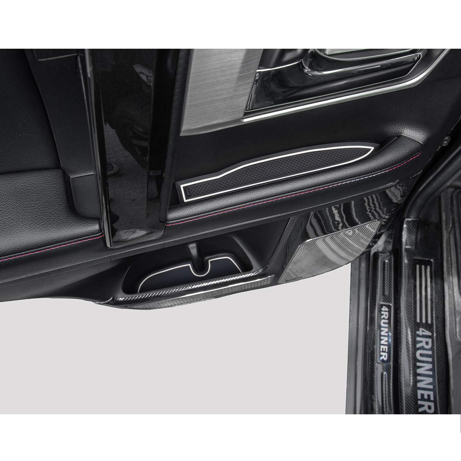 Premium Cup Holder, Console, And Door Pocket Inserts Kit Compatible With Toyota 4Runner Accessories 2010-2024 (2 Row, White Trim