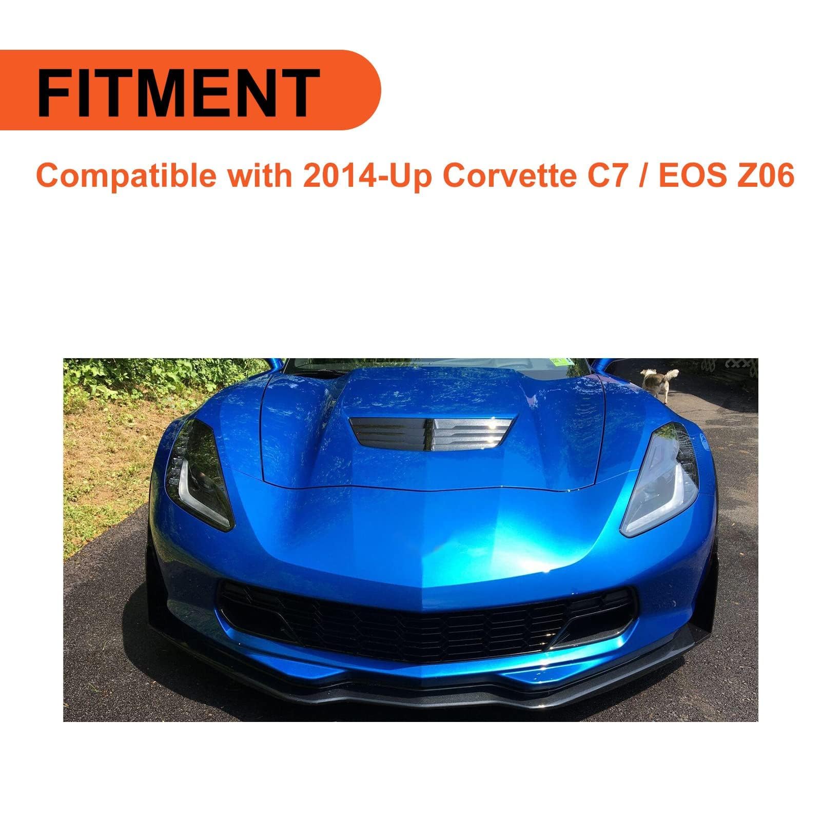 ECOTRIC Front Splitter Extension Winglets Compatible with 2014-Up Corvette C7 / EOS Z06 Z07 Stage 3 Style Replacement for 22922353 Painted Light Gray Metallic (1 Pair)