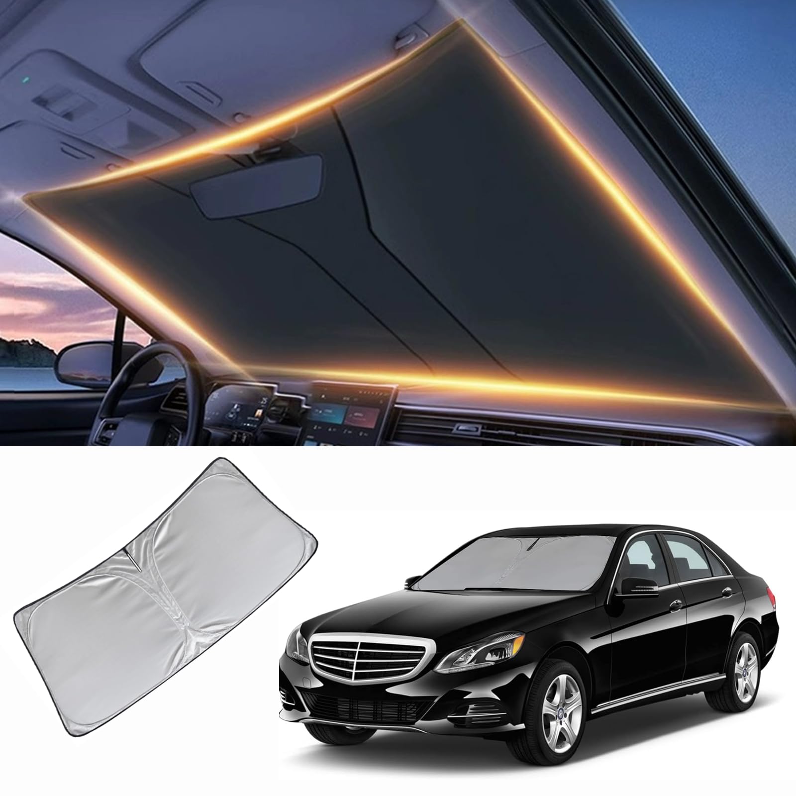 Windshield Sun Shade for Mercedes Benz E-Class S-Class Front Window Shades Cover for E200 E260 E300 E350 SLC Windshield Sun Viso