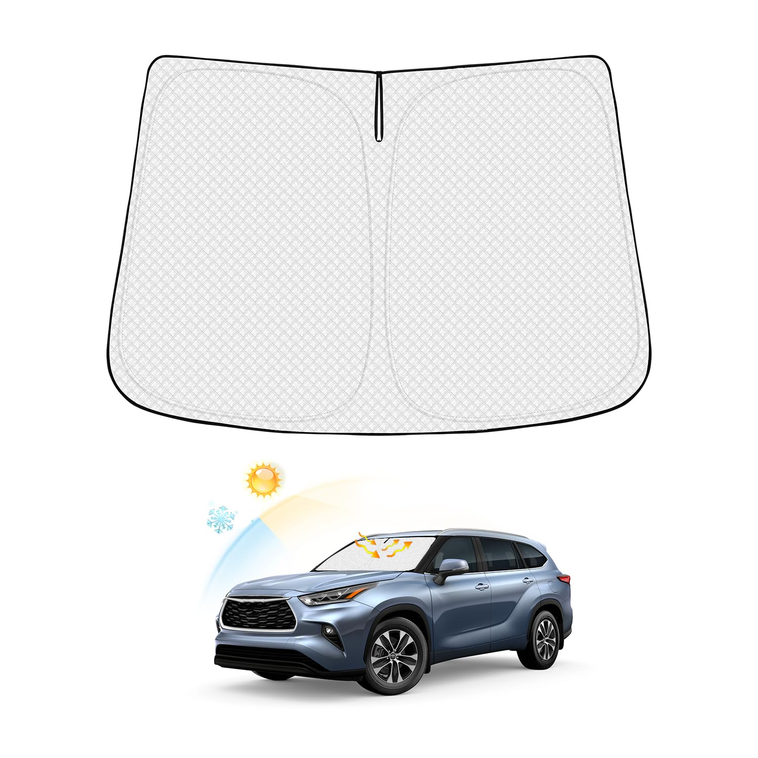 Canvcle Windshield Sun Shade For Toyota Highlander 2020-2024 2025 Accessories Thicken 6-Layer Front Window Sunshade Cover Sun Vi