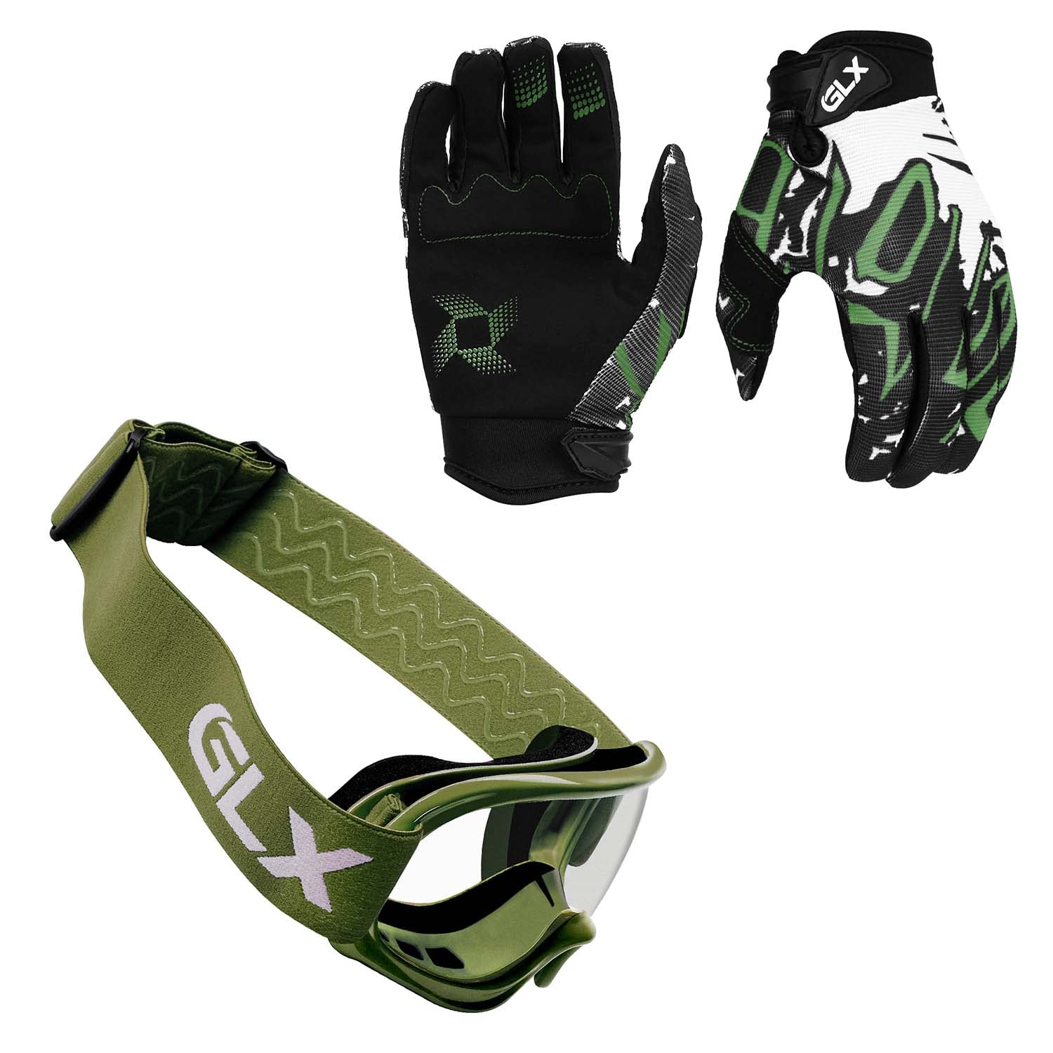 GLX GX623 Kids Full Face Helmet Combo - Large Camouflage, Polypropylene, Includes Gloves & Goggles for Boys & Girls