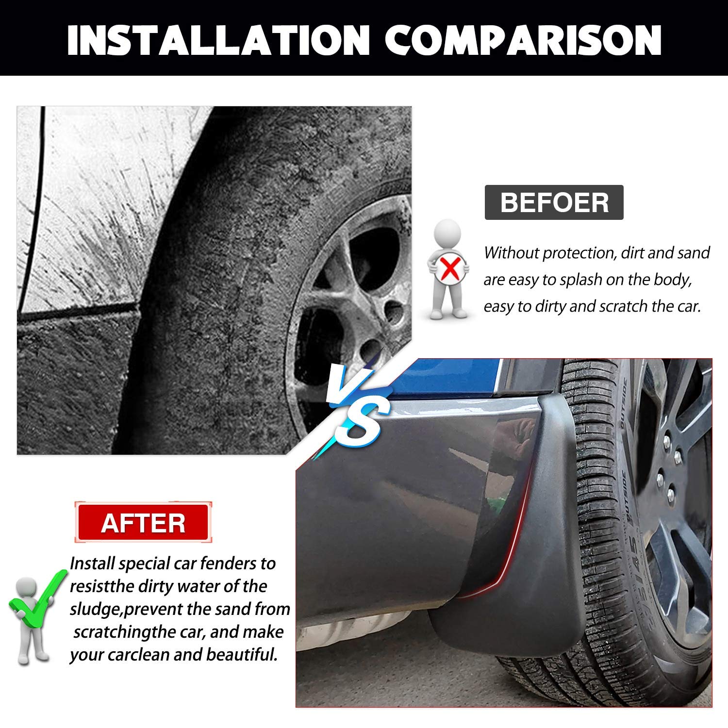 Autorder Mud Flpas Splash Guards for Ford Explorer 2020 2021 2022 2023 2024 Accessories Mudflap Fender Flares Front and Rear Mud