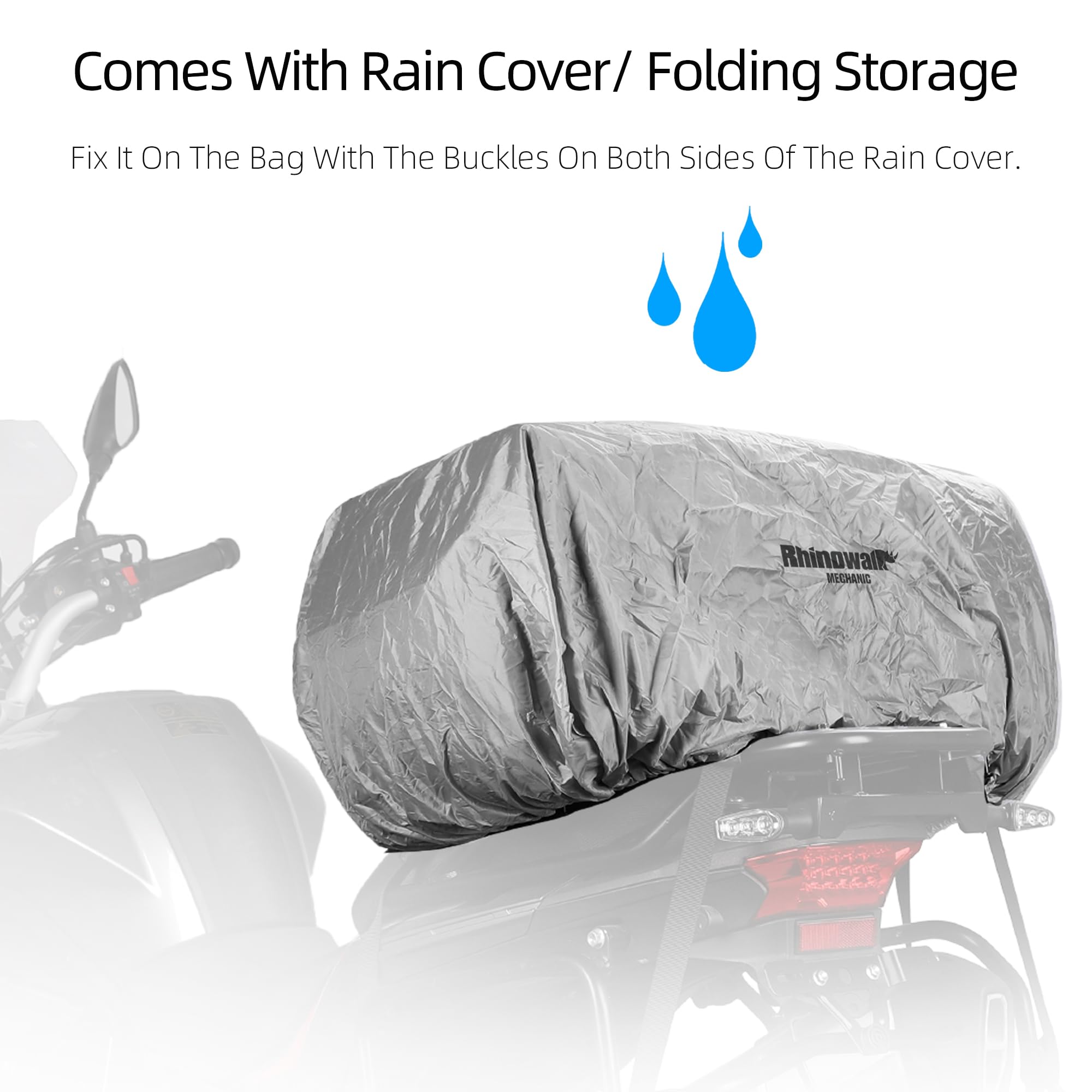 HUNTVP Motorcycle Tail Bag 50-70L Waterproof Expandable Motorcycle Bags for Back Seat Rear Rack Bag Motorbike Trunk Travel Lugga