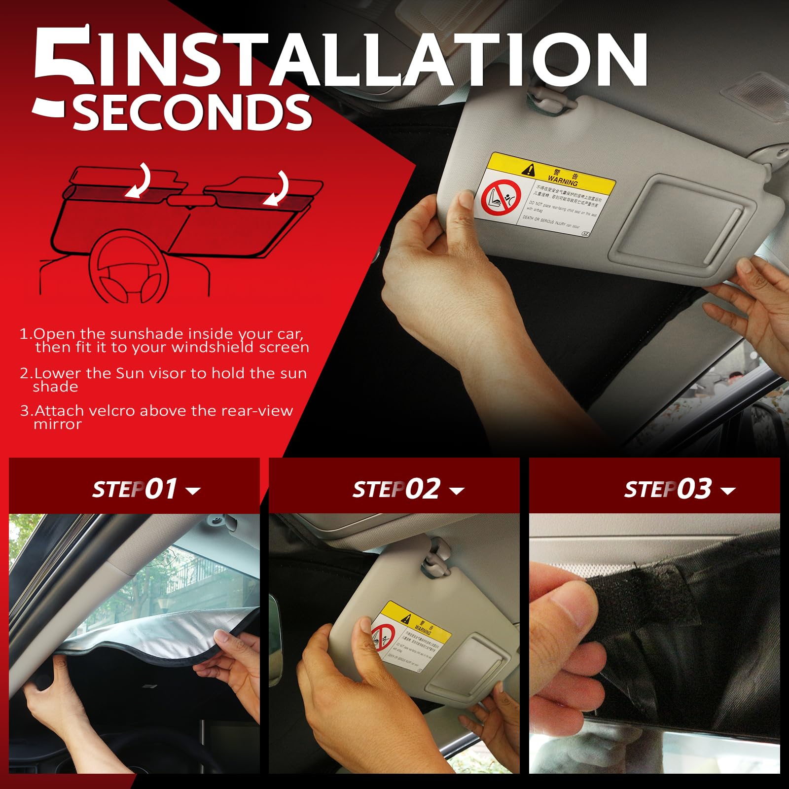 Kayzt Windshield Sun Shade For 2007-2012 Nissan Sentra Foldable Sunshade Front Window Custom Fit Car Accessories