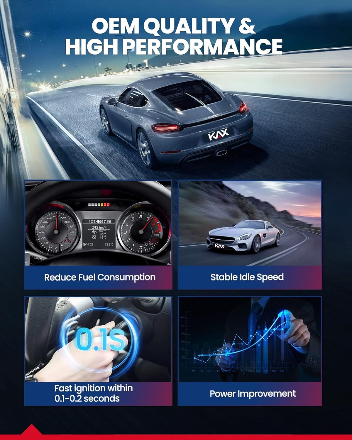 KAX UF487 Ignition Coil Compatible with Avalon Camry Highlander RAV4 4Runner Sienna Venza ES350 RX350 RX450h for V6 3.5L Vehicle