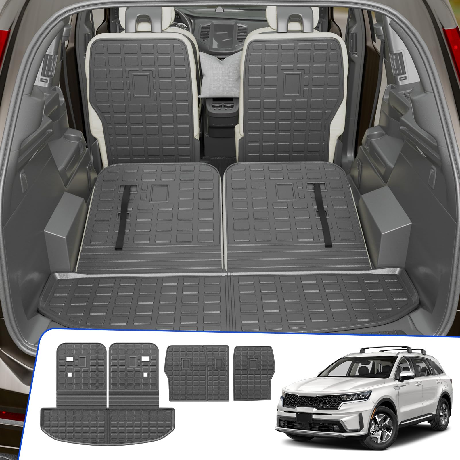 Rongtaod Trunk Mat Compatible with 2021-2025 Kia Sorento 6&7 Seats Cargo Mat Cargo Liner Trunk Liner Back Seat Cover Protector K
