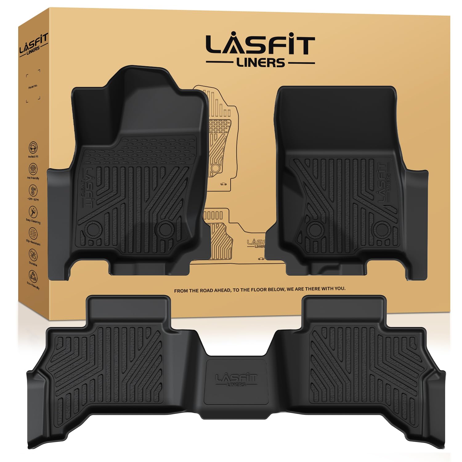 Lasfit Floor Mats For Toyota 4Runner 2025 5 Seats(Not For Hybrid), All Weather Tpe Custom Fit Floor Liner For 4Runner Sr5/Trd/Li
