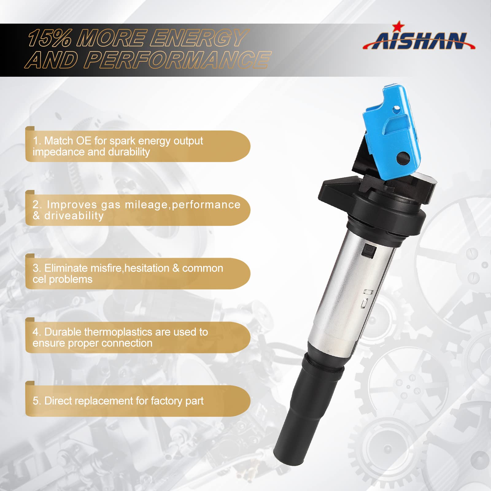 Aishan Set Of 4 Ignition Coil Pack Compatible With Mini Cooper Countryman Paceman L4 1.6L Dohc Sohc | Replace# Uf598,12137575010