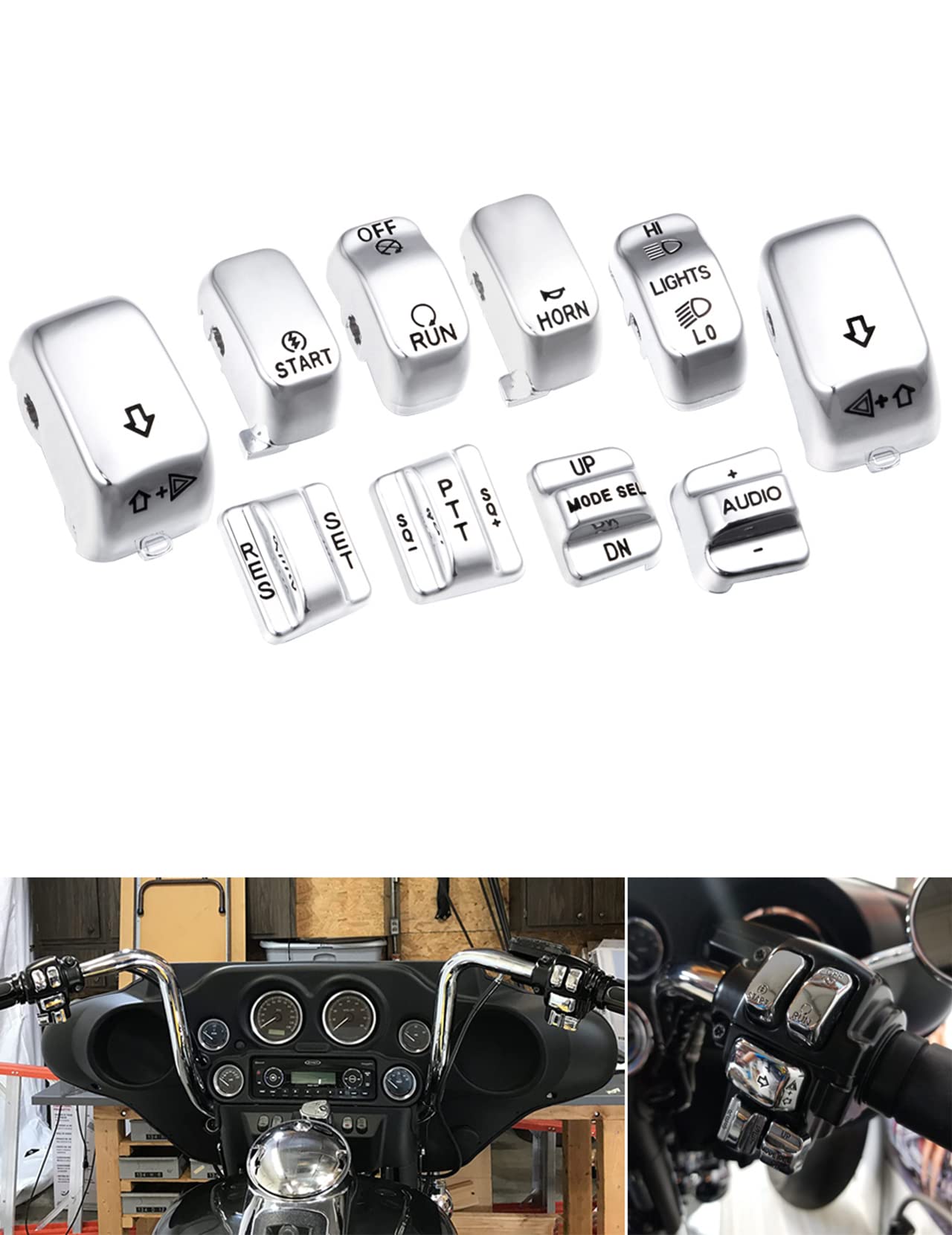 Chrome Hand Control Switch Housing Caps Compatible For Harley Davidson Electra Street Glide 1996-2013