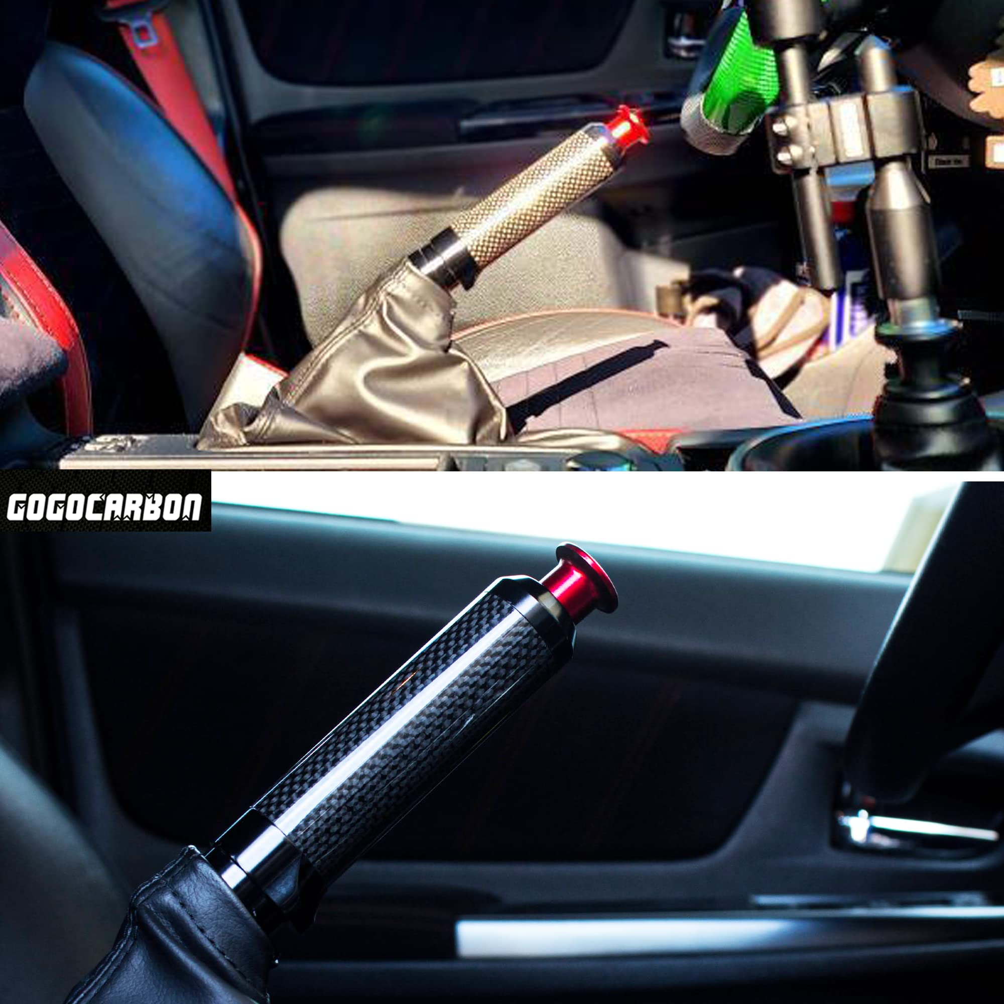 GOGOCARBON Dry Carbon Fiber E-Brake Handle for Scion FR-S, Subaru BRZ, WRX STI, Black, 2012-2023, Clear Coating, 1