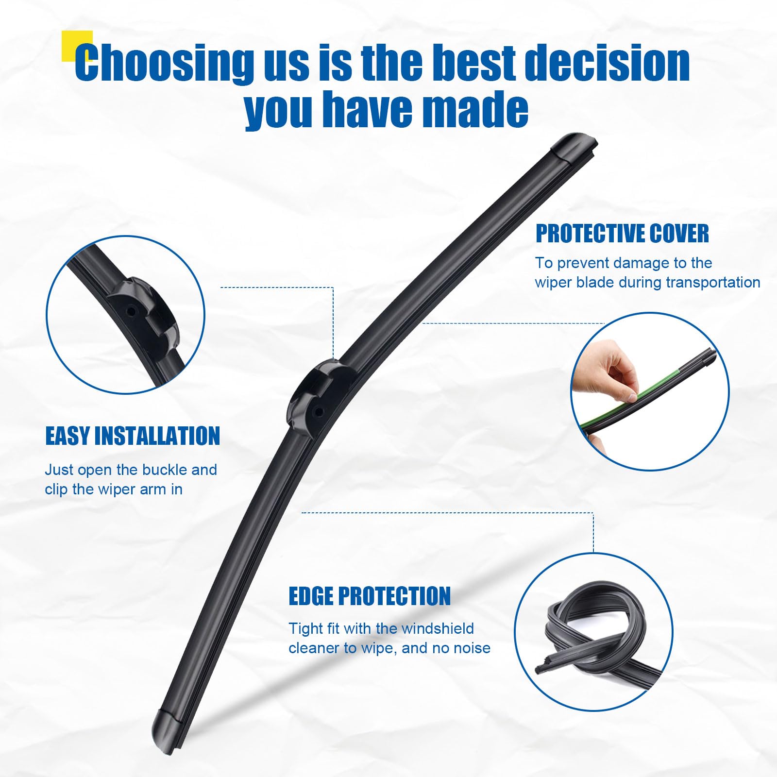 Hrsno 26''+26'' Windshield Wipers With 14'' Rear Wiper Blade Sets Automotive Replacement For Volkswagen Touareg 2011-2017,Easy F