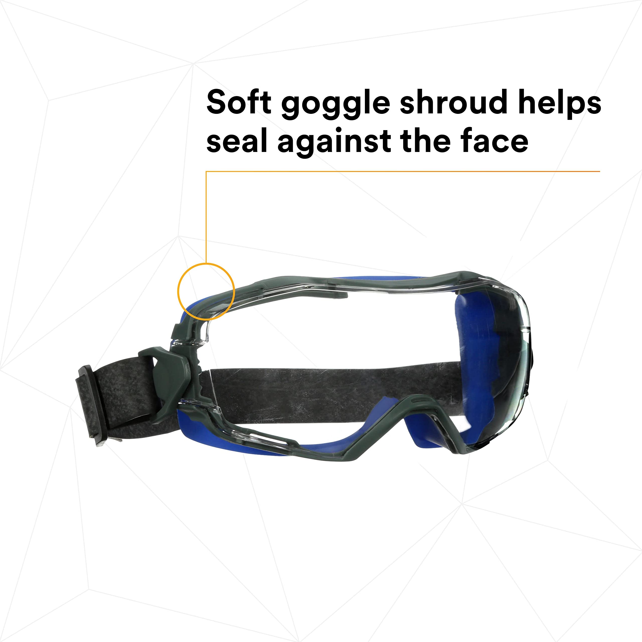 3M Gogglegear 6000 Series, Gg6001Nsgaf-Blu, Blue Shroud, Neoprene Strap, Scotchgard Anti-Fog Coating, Clear Af-As Lens
