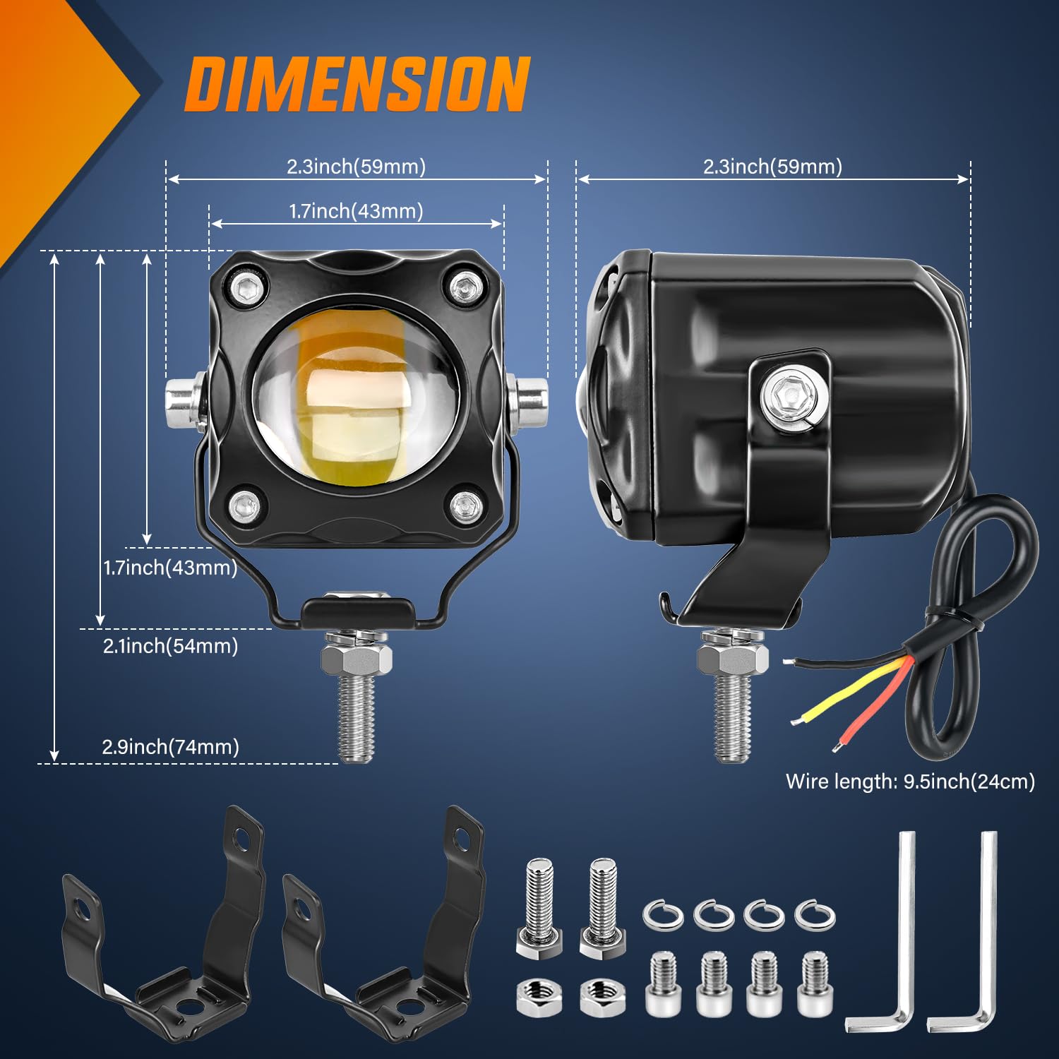 Nilight Motorcycle Driving Lights 1.7 Inch White Amber Spot Beam Fog Light Led Pods Ip67 Waterproof Auxiliary Offroad Lighting F