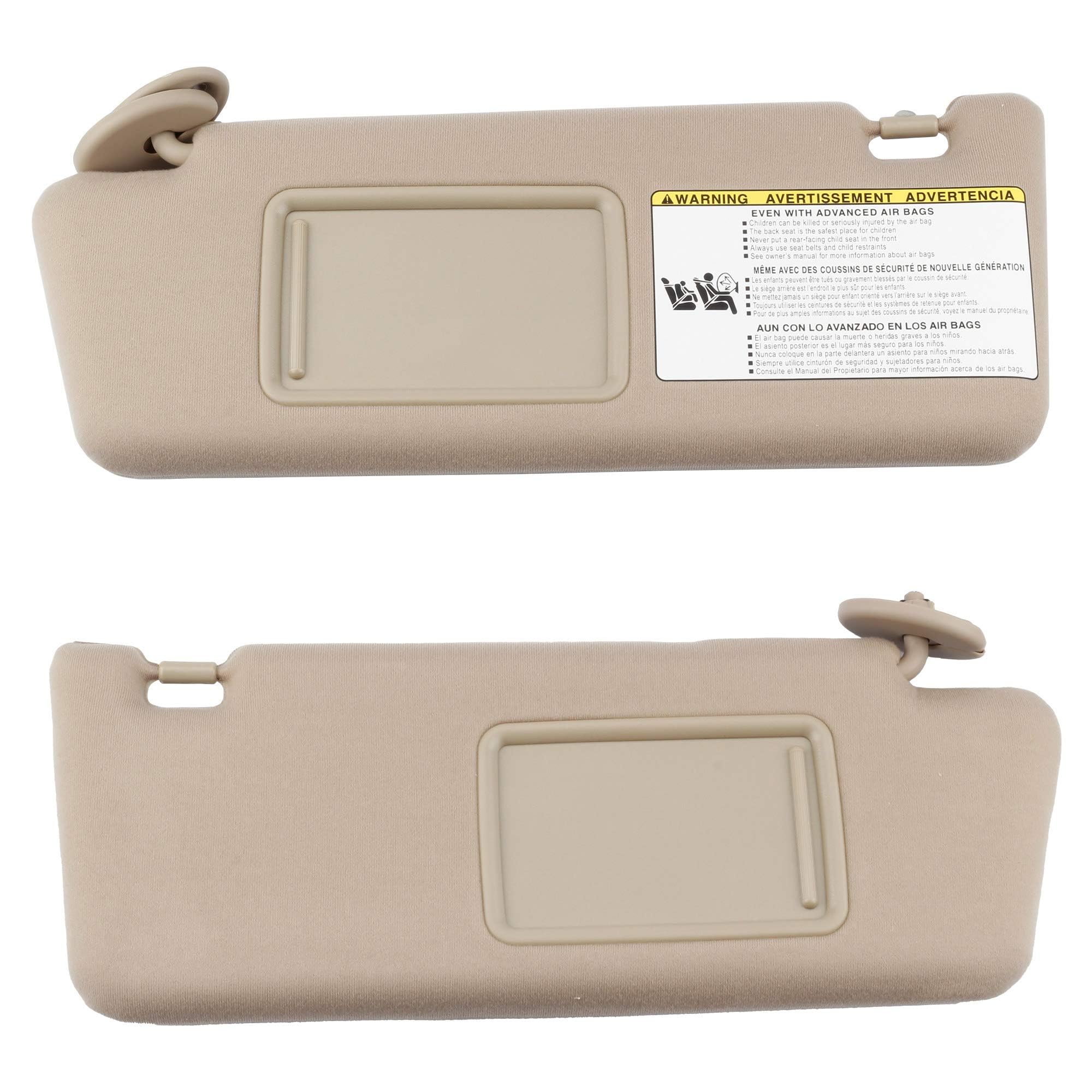 Dasbecan Left Driver & Right Passenger Side Sun Visor Compatible With Toyota Tacoma 2005-2012 2013 2014 2015 (Beige)