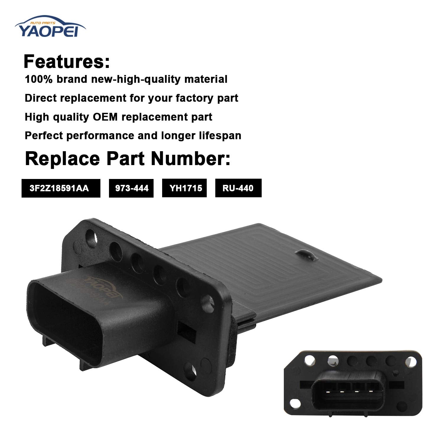 Hvac Fan Blower Motor Resistor For Ford Escape, Ford Expedition, F150, F250, F350 Super Duty Mustang, Mercury Mariner, Lincoln Mark Lt Replaces # Yh-1715 3F2Z-18591-Aa