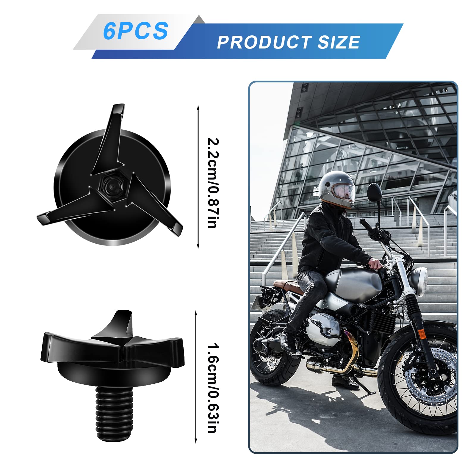 6Pcs Motorcycle Helmet Screws, Motorcycle Helmet Visor Screws Helmet Visor Screws Motorcycle Helmet Accessories (Black)