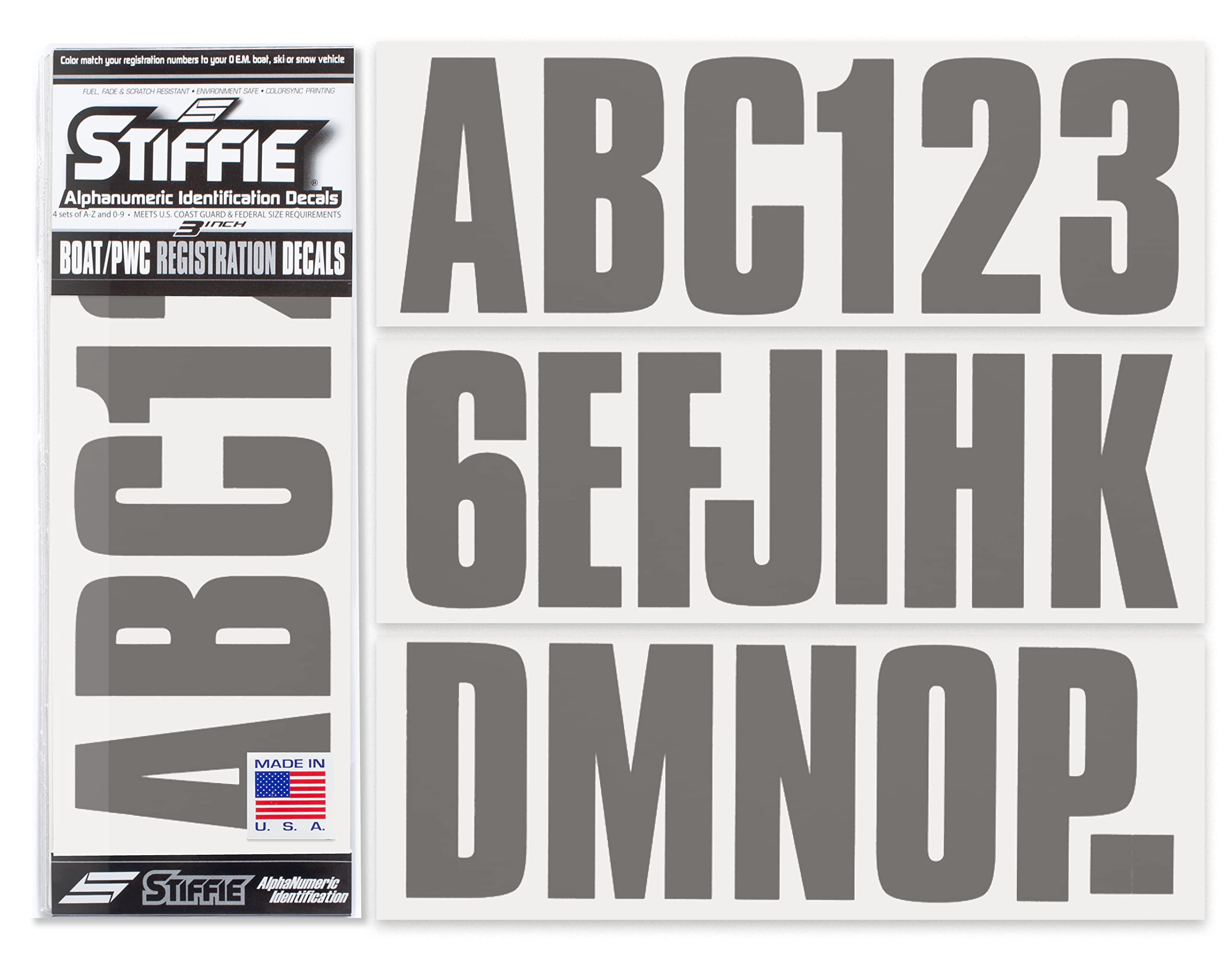 Stiffie Uniline Carbon 3'' Boat & Pwc Registration Decals  Numbers Letters Stickers