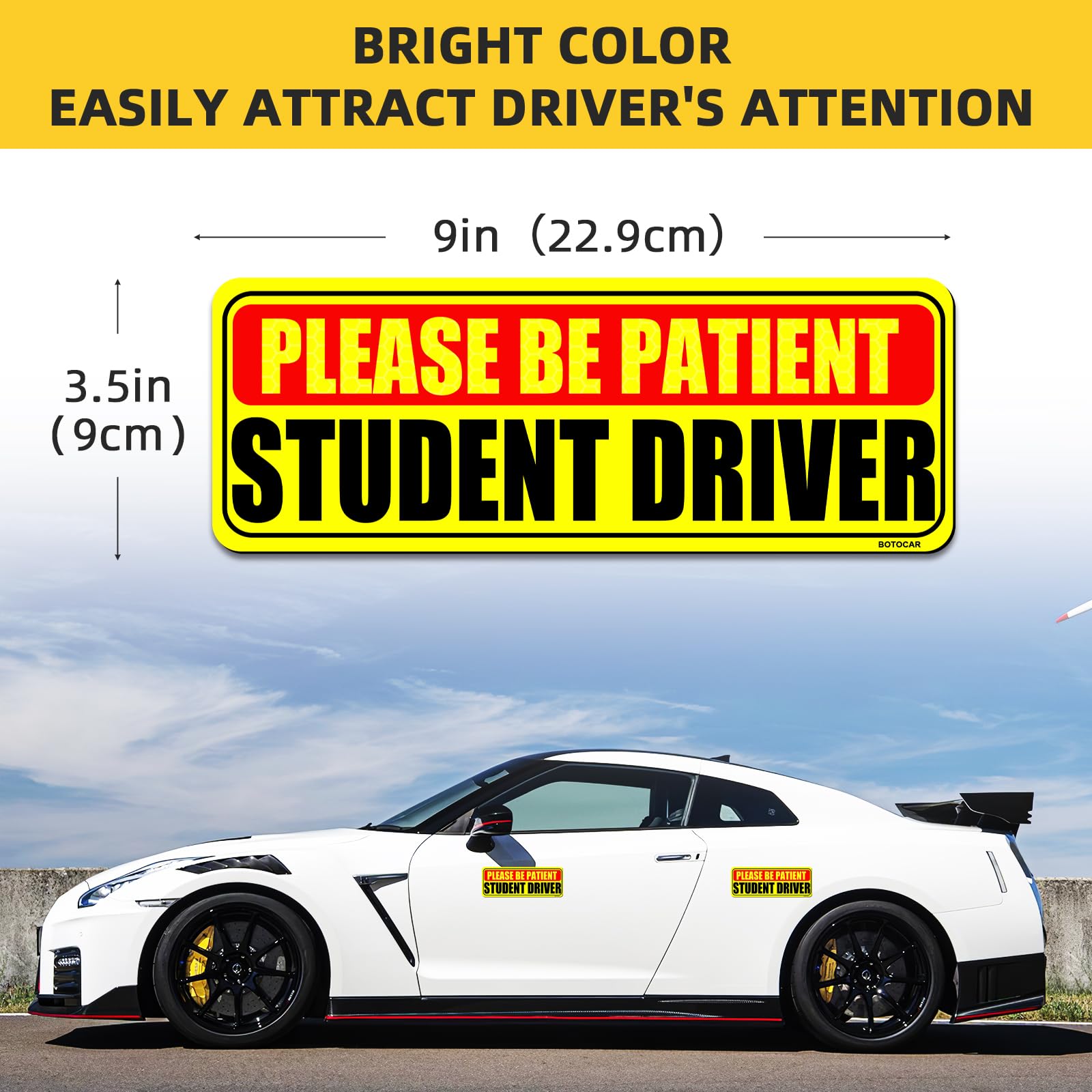 Botocar Student Driver Sticker Magnet For Car 3 Pack, Please Be Patient Student Driver Magnet, Magnetic New Drivers Vehicle Safe