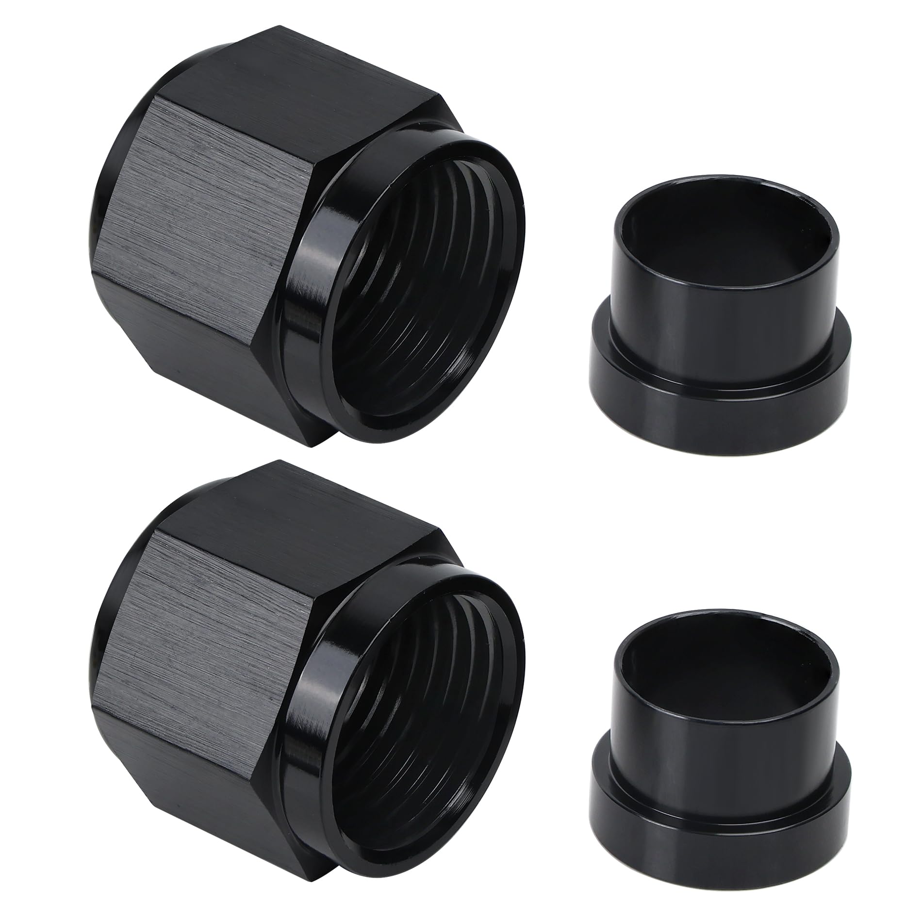 Evil Energy 12An Female Hardline Tube Nut & Sleeve Aluminum Fitting For 3/4'' Od Alloy Tubing 2Pcs