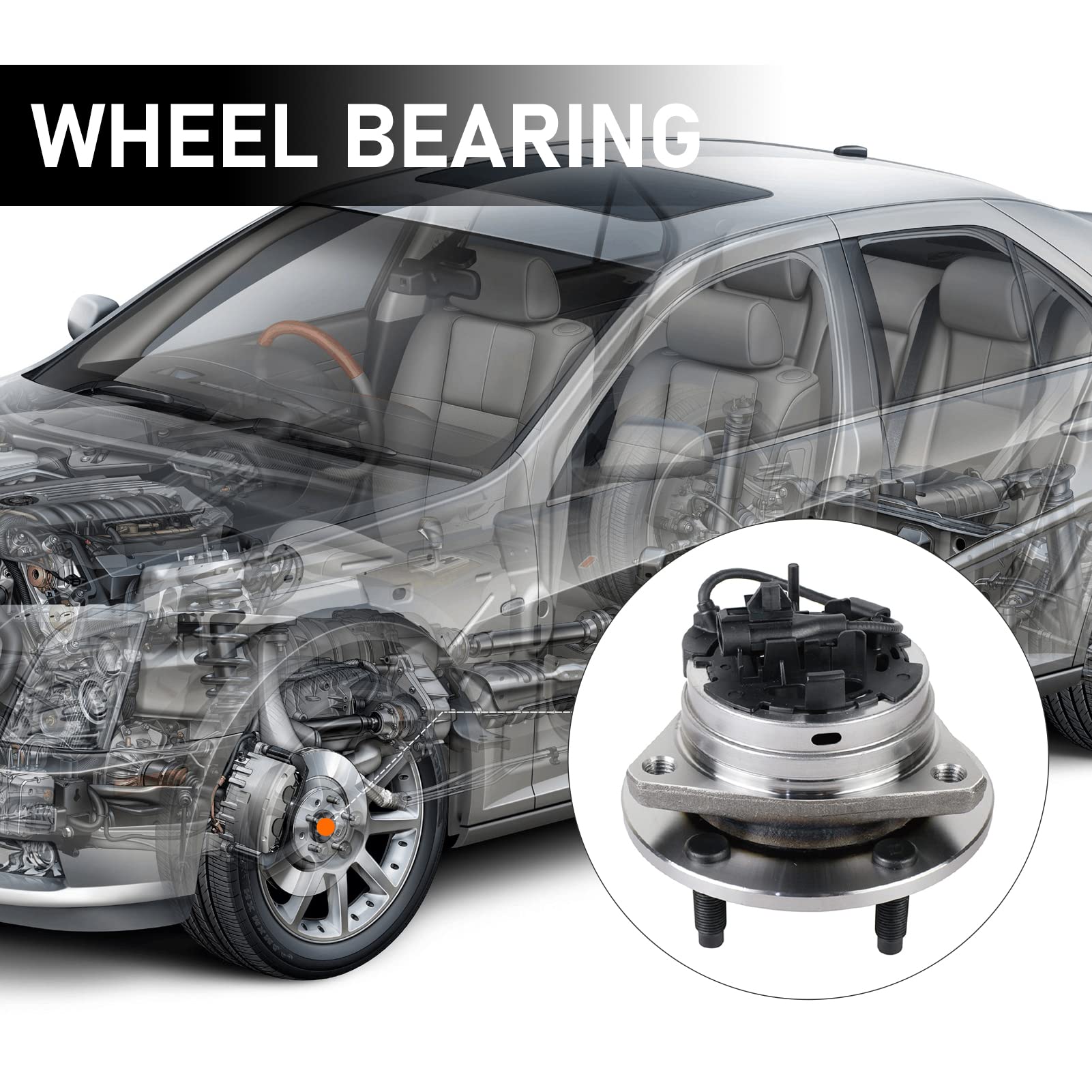 Macel 513214 Front Wheel Hub Bearing Assembly Compatible With 04-12 Chevy Malibu, 08-10 Cobalt Hhr, Cobalt, 05-10 Pontiac G6, 07-09 Saturn Aura 5 Lugs W/Abs