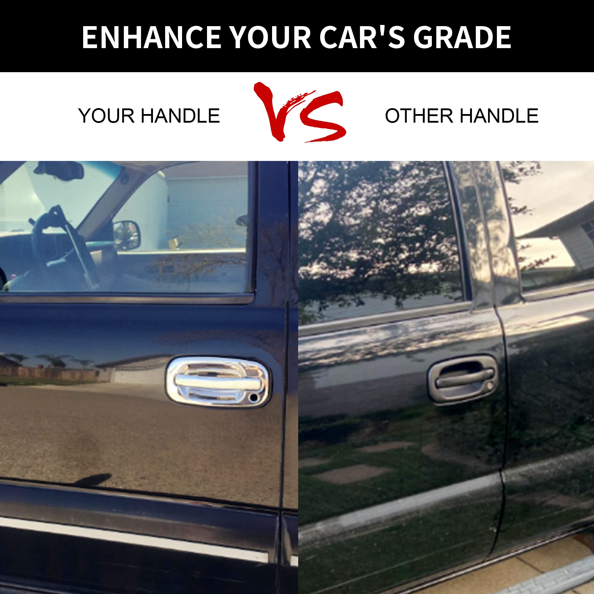 Exterior Door Handles Set, Compatible With 1999-2007 Chevy Silverado Suburban Tahoe Avalanche, Gmc Sierra Yukon, Cadillac Escala