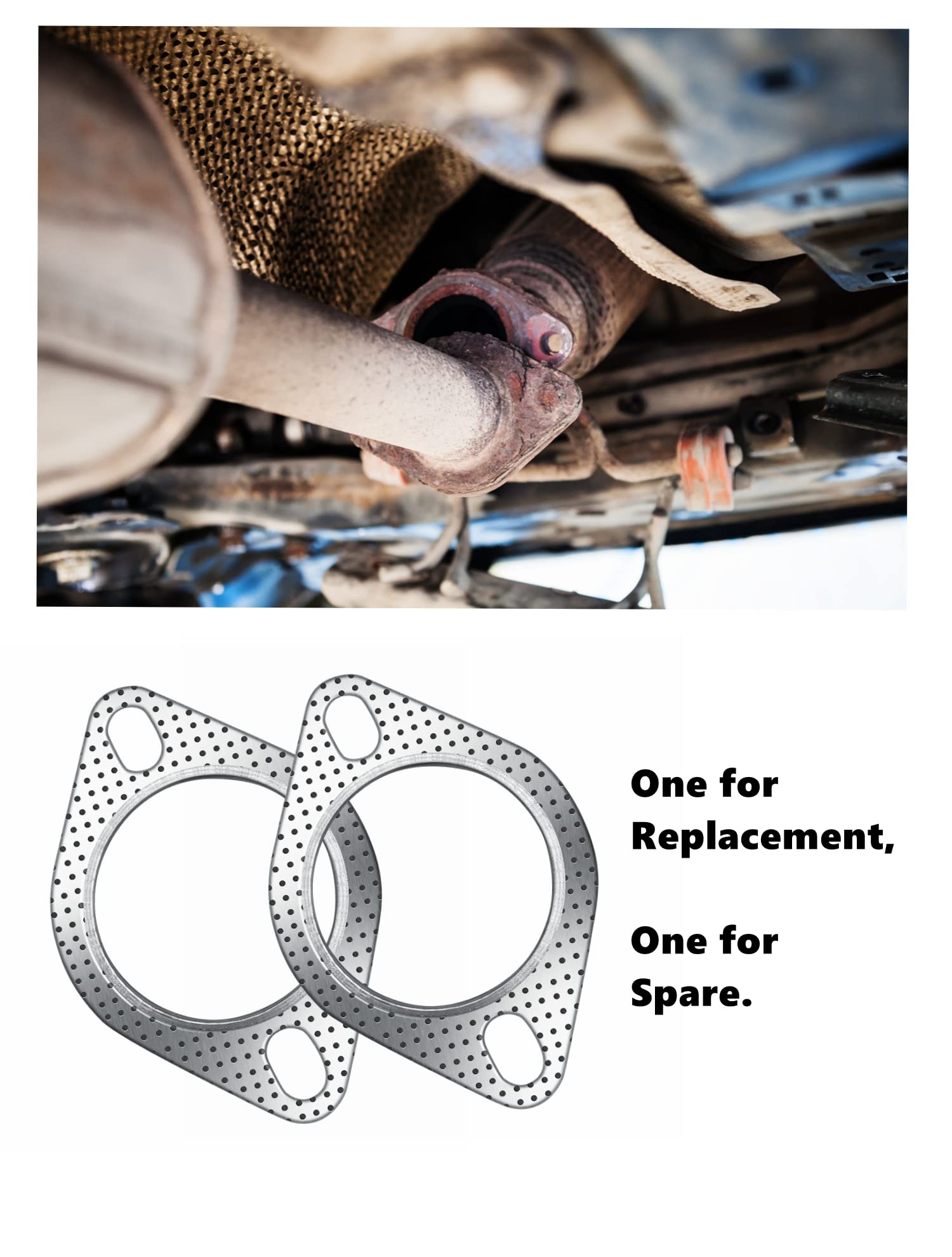 Strongthium 2.5“ Exhaust Gasket 2 Bolt For 2.5 Inch Muffler Flange Manifold 120-06310-0002 High Temperature 2X