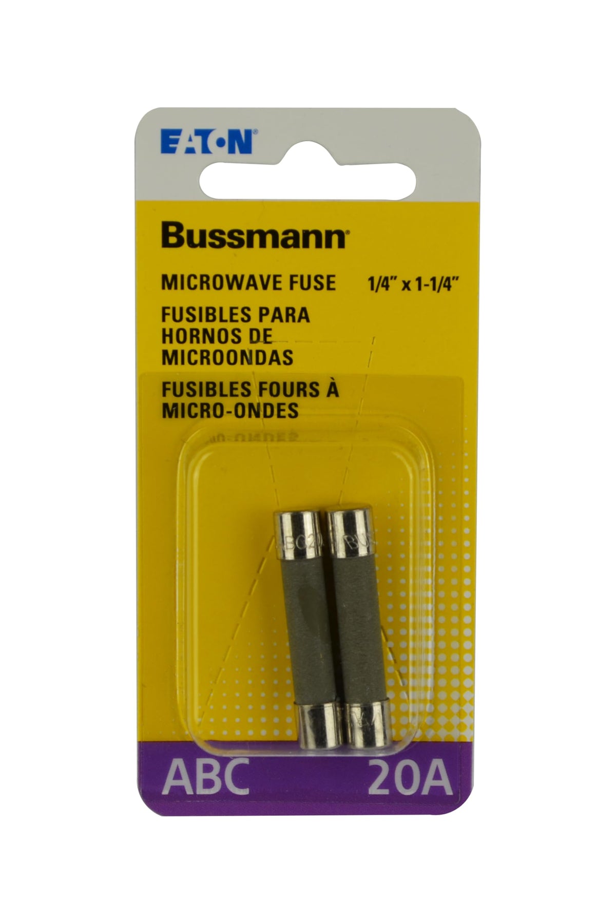 Bussmann, Pack of 1, Bussman BP/ABC-20 20 Amp 250 Volt Microwave Oven Fuse 2 Count, Color, Standard