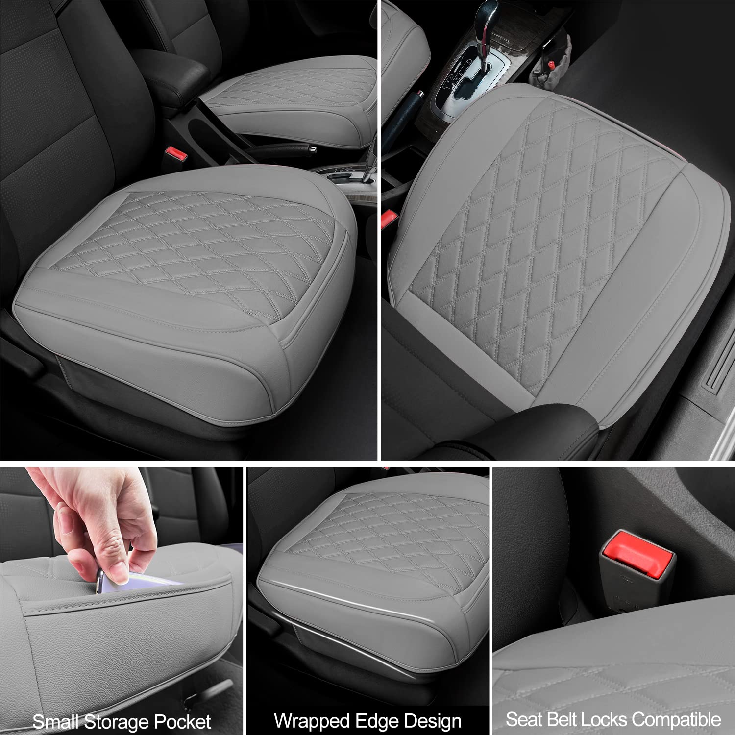 2 Pack Pu Leather Front Car Seat Cover Bottom Car Seat, Anti-Slip And Full Wrap Driver Car Seat Protectors With Storage Pocket,