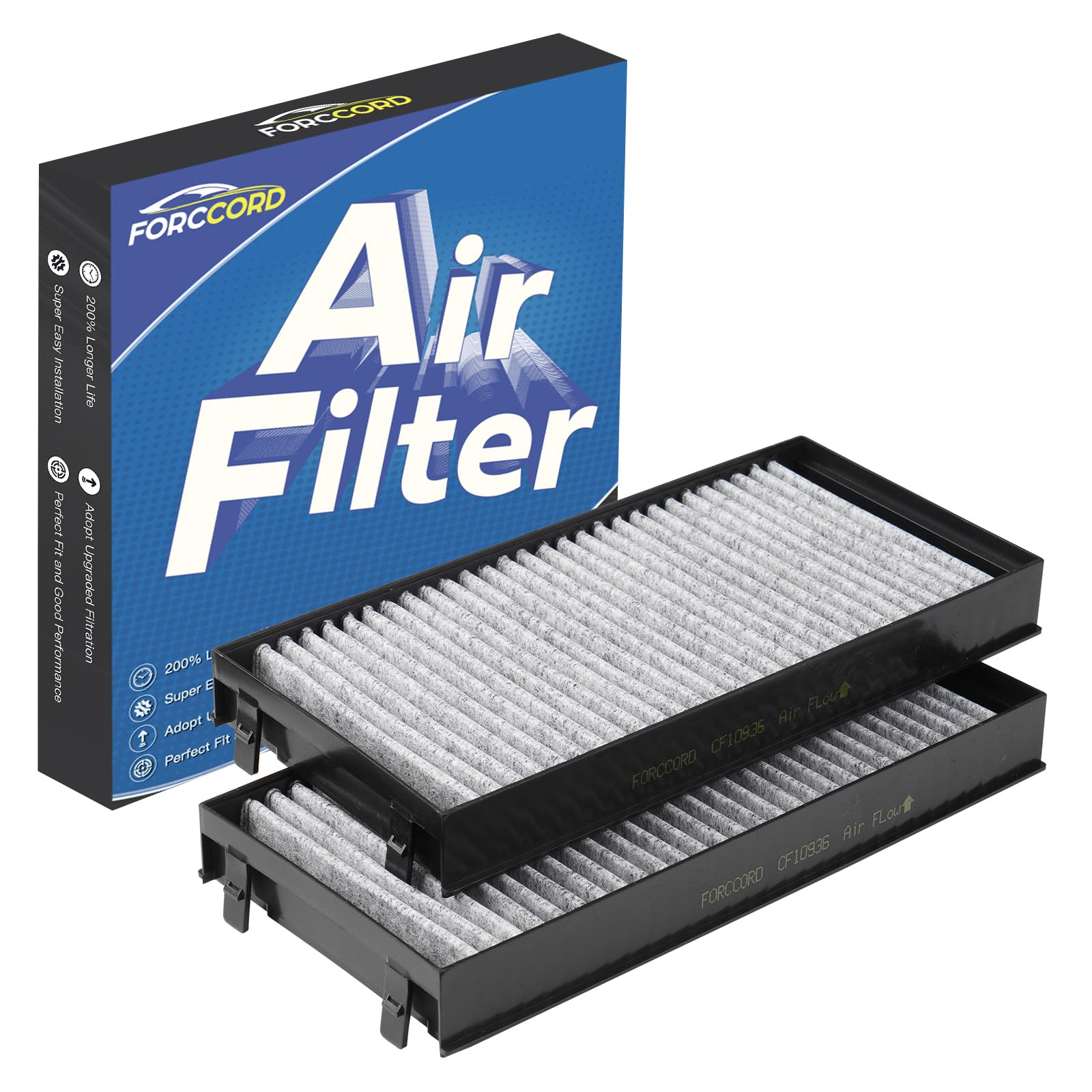 Forccord 2-Pack Cabin Air Filter Fits for 2007-2019 BMW X5, 2008-2019 BMW X6 Activated Carbon Cabin Filter Replacement CF10936, 