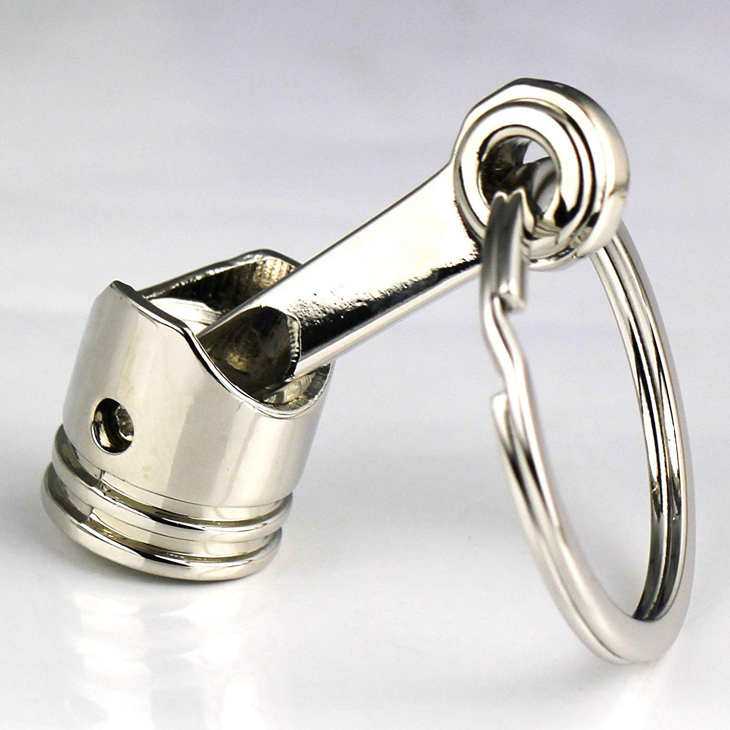 Maycom Creative Polished Silver Engine Piston Keychain Key Chain Ring Keyring Keyfob 86076