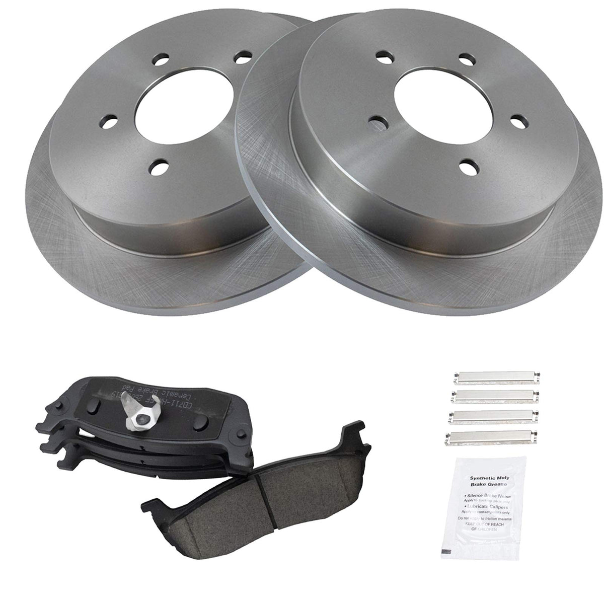 Trq Rear Brake Pad & Rotor Kit Brake Pads Brake Rotor Ceramic Compatible With 1997-2002 Ford Expedition 1997-2003 F-150 2004 F-1