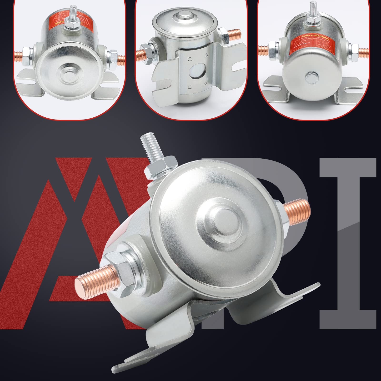 Apiele Continuous Solenoid Relay 24V Dc 125A 3 Terminals Heavy Duty Starter Solenoid Zinc-Plating Max 300A In Rush Spst 1No For