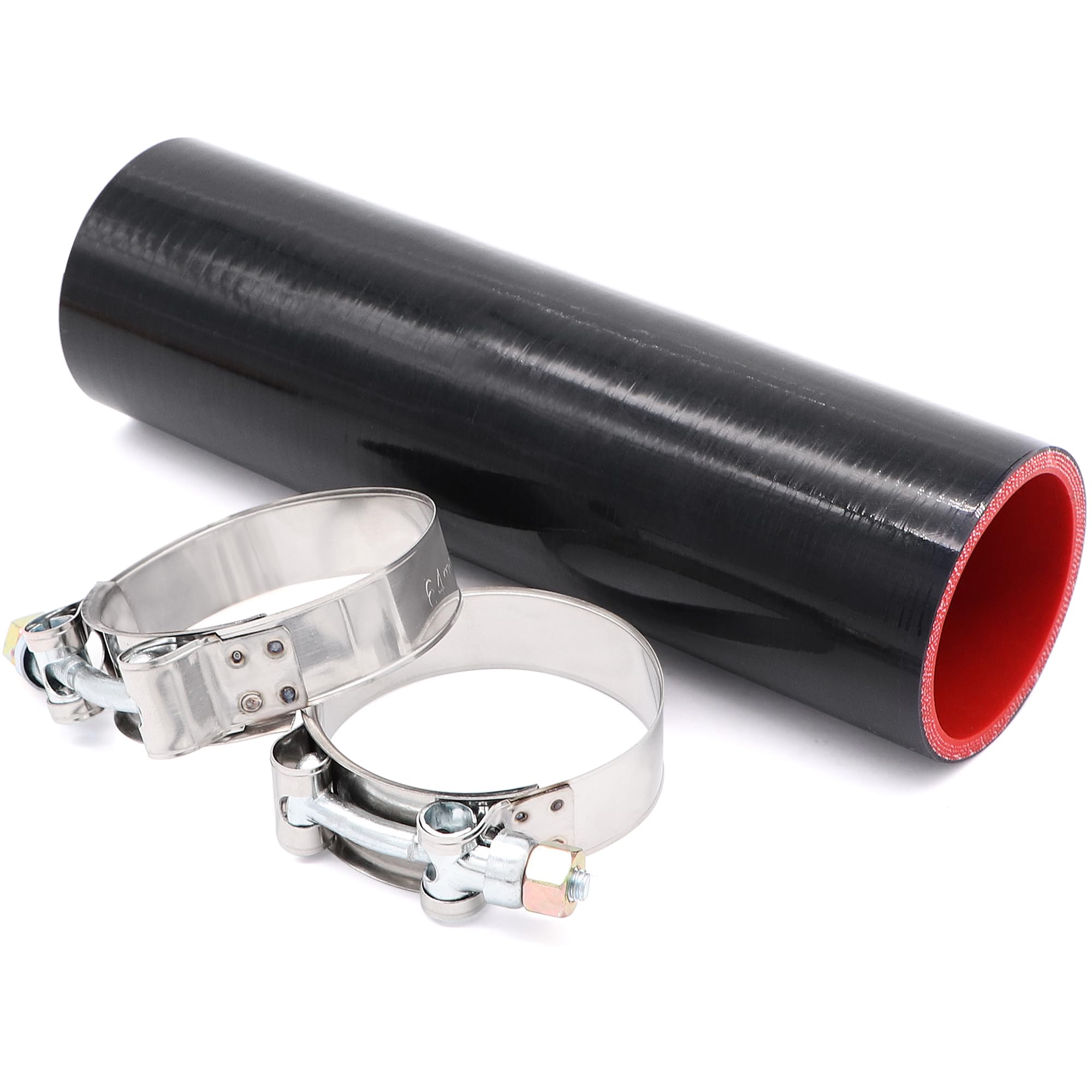 Fuzbaxy 2 ID Straight Silicone Hose Coupler, High Temp 4-Ply Reinforced with Stainless Steel T-Clamps