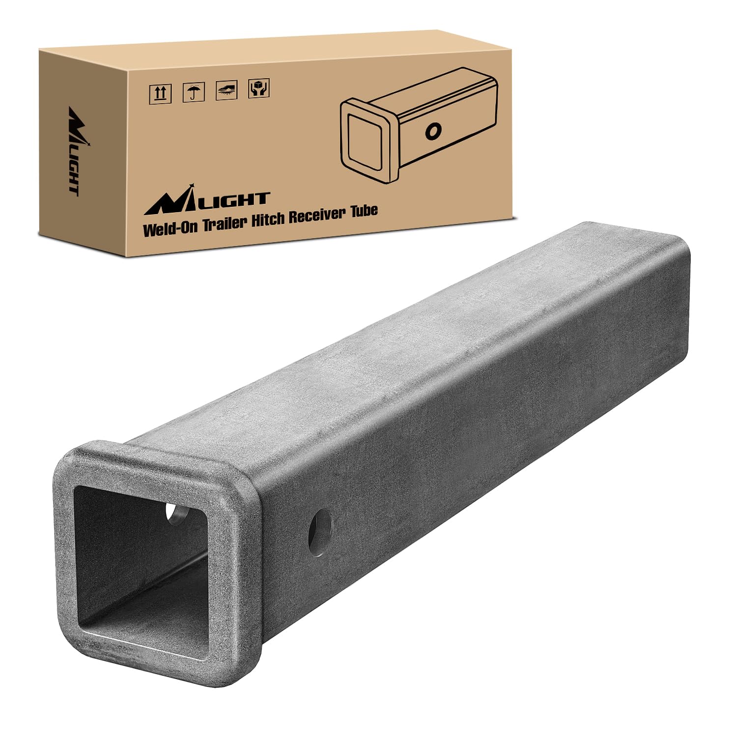 Nilight Hitch Adapter 2'' X 12'' Combo Bar Trailer Receiver Tube Weld-On Raw Steel Hitch Bar