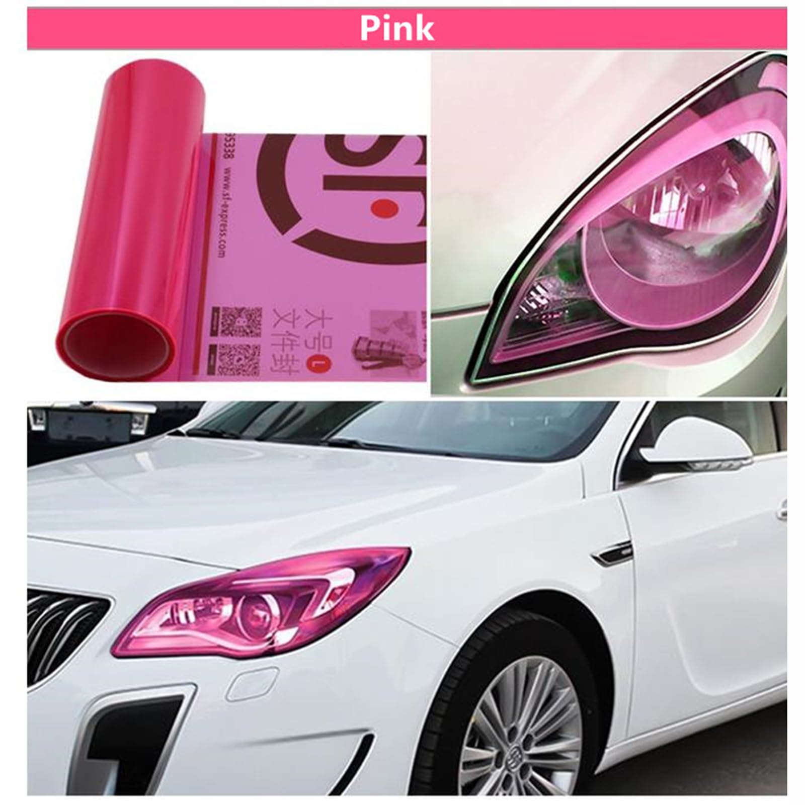 Car Light Tint Film Car Light Film Sticker Headlight Fog Light Tinted Color Films Sticker Auto Smoke Film Sheet Sticker Cover For Car Headlight Brake Lights Taillight Fog Light(Pink,30X100Cm)