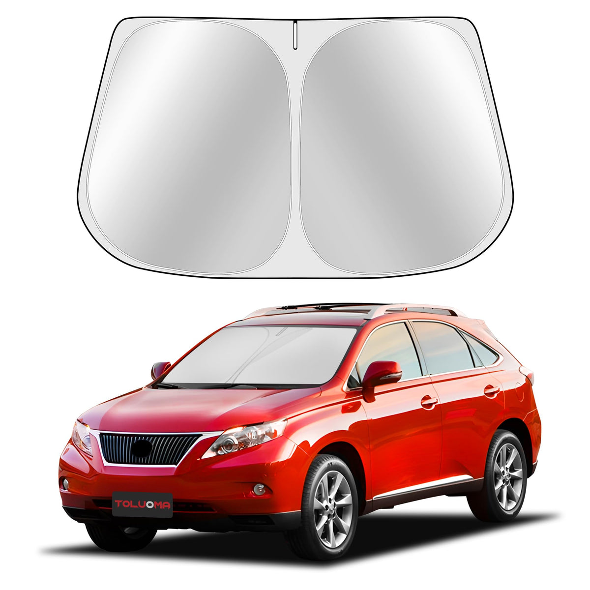 Toluoma Custom Fit Windshield Sun Shade For Le-Xus Rx 2010-2015 - Full Coverage, 210T Reflective Fabric, Double-Layer Design - B