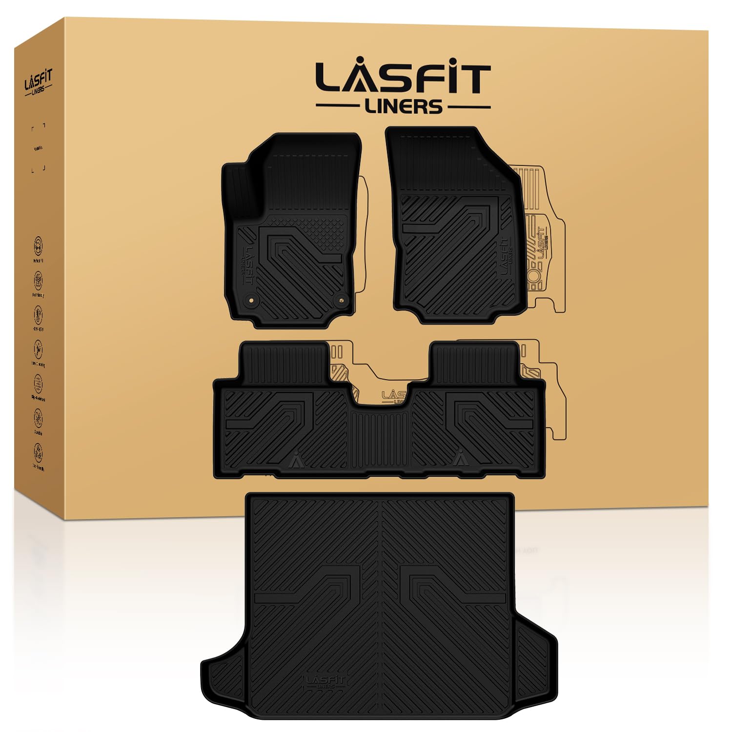 LASFIT Floor Mats & Cargo Liner for Chevrolet Chevy Equinox/GMC Terrain 2018-2024 (Not for Equinox EV 2024-2025), All Weather TP