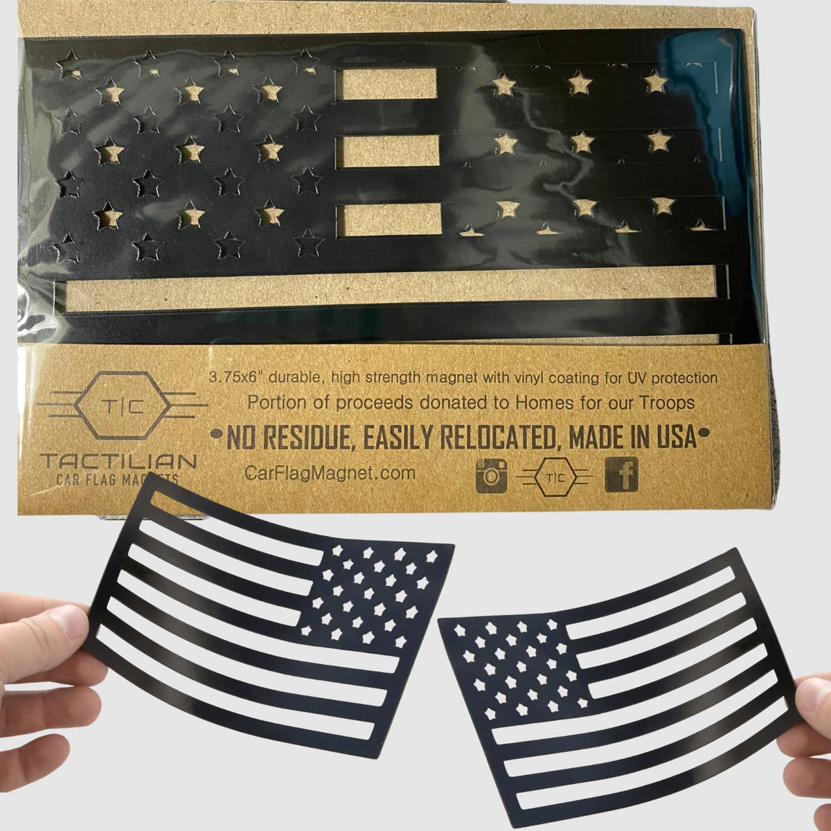 Tactilian Original Black American Flag Magnetic Decal Stickers - Made In Usa Flag Cut-Outs For Trucks - Set Of 2 Tactical Car De