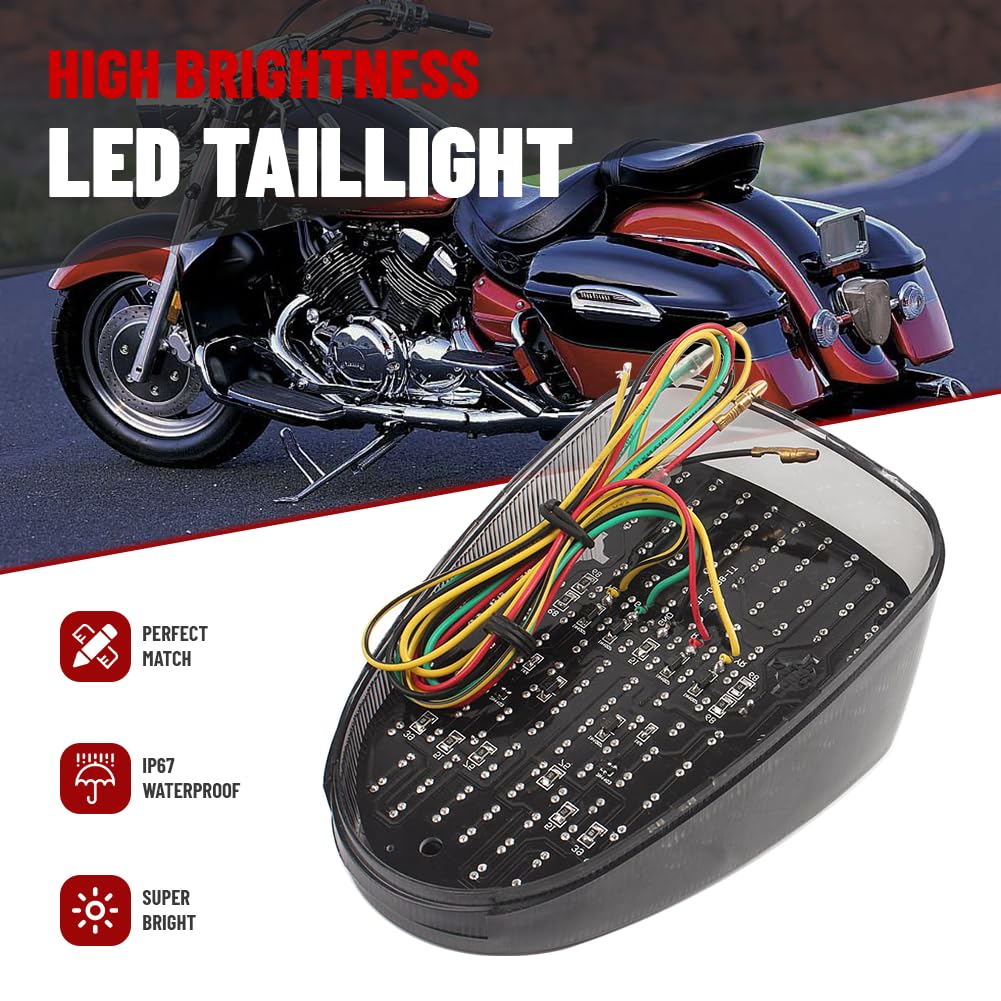 GZYF Motorcycle Smoke Lens Taillight Brake Turn Signal Integrated Lamp for YAMAHA ROAD STAR 99-03/ROYAL STAR 96-13 /V-STAR CLASS