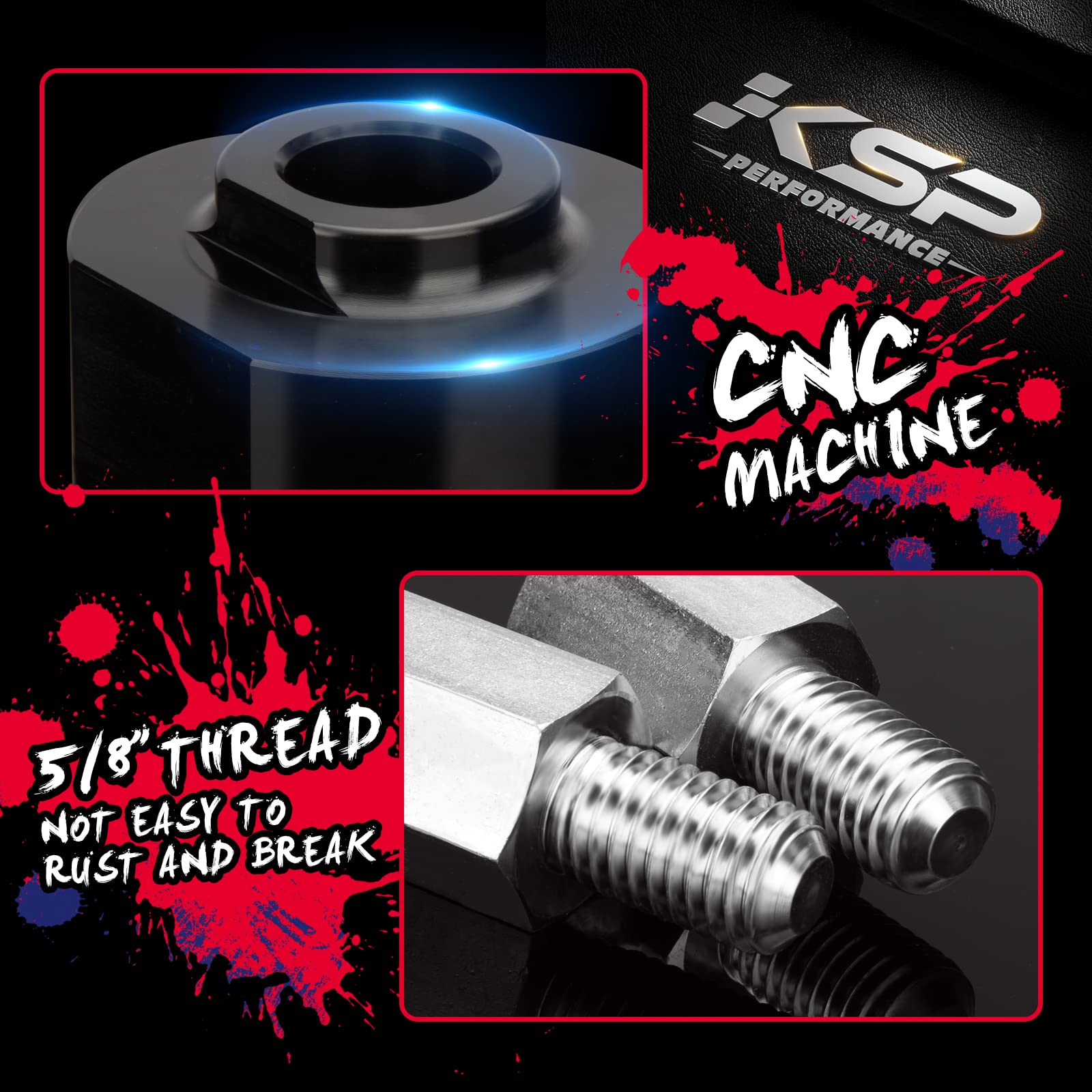 KSP 2'' Leveling Lift Kits Compatible with Ford, Front Strut Spring Spacers with 5/8'' Stud Extenders Work on 1981-1996 F150/198