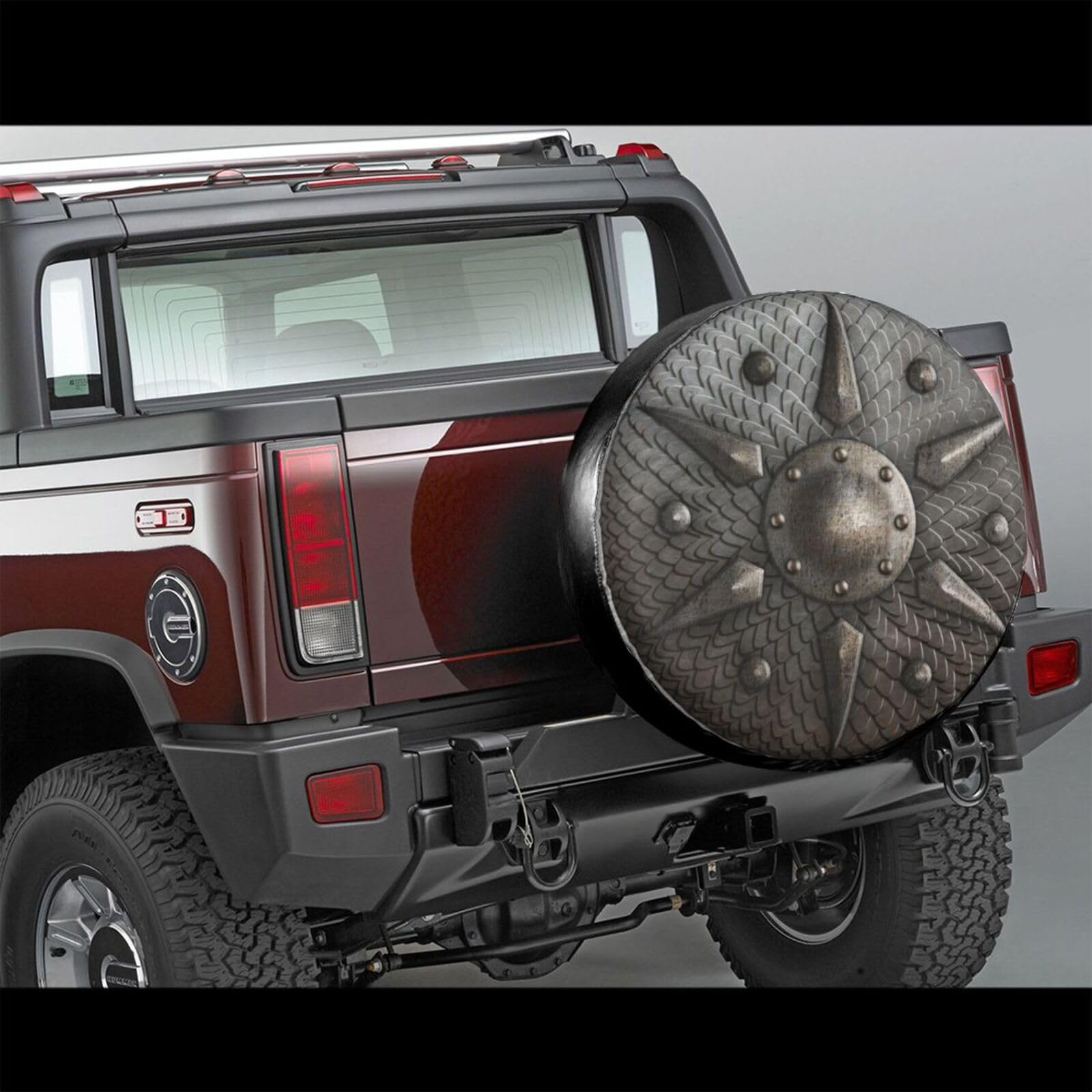 Round Metal Shield Viking Spare Tire Cover Retro Medieval Tire Wheel Covers Weatherproof Wheel Tire Protector Waterproof Tyre Co