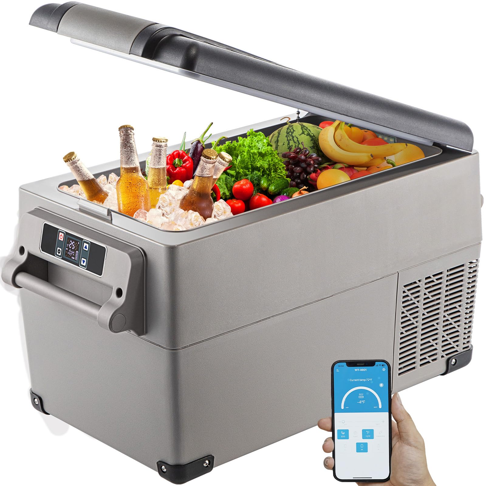 VEVOR CF35 Portable 37 Quart(35 Liter) 12 Volt App Control(-4?~68?), Car Refrigerator Dual Zone with 12/24v DC & 110-240v AC for